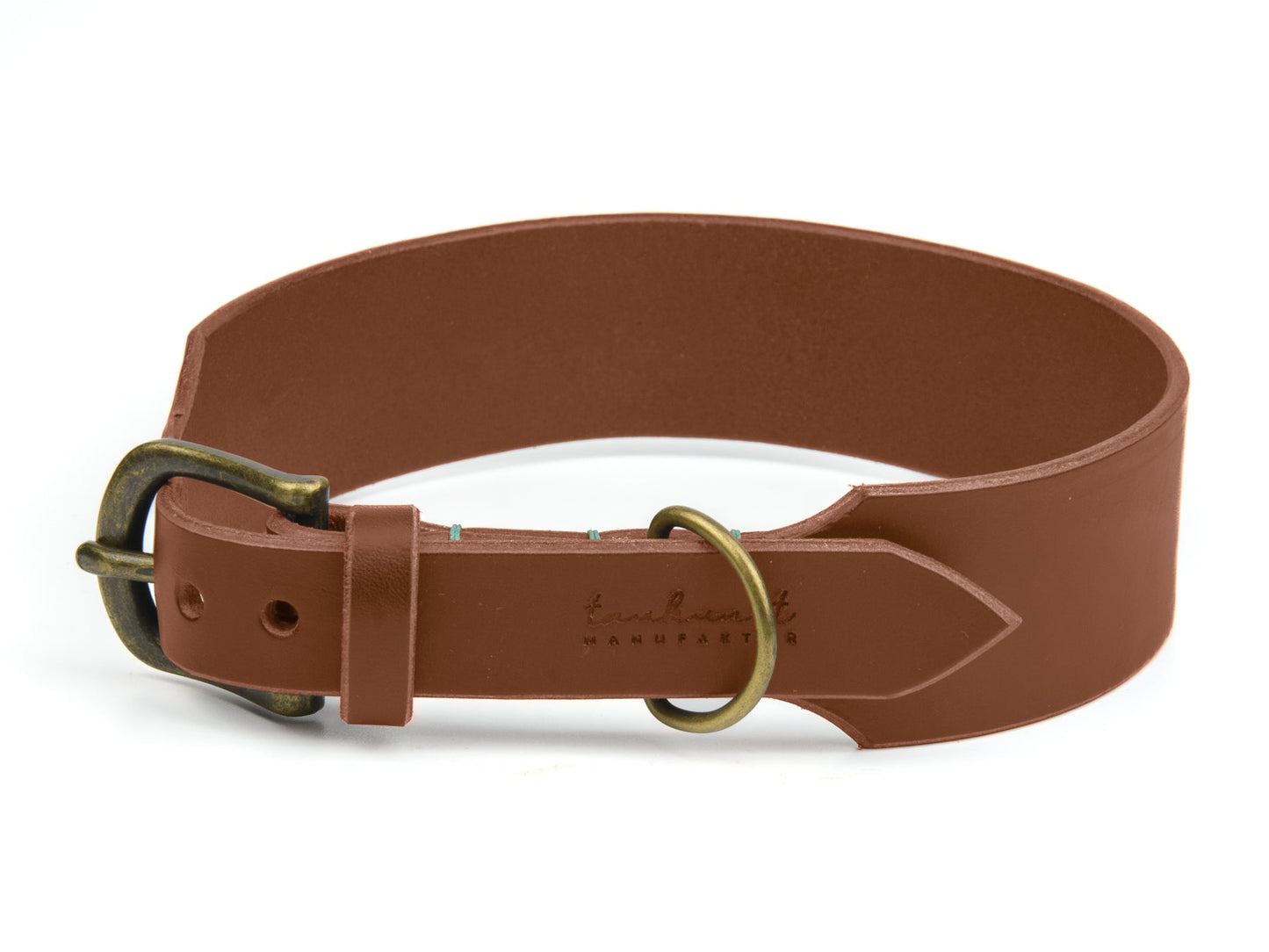 Breites Lederhalsband Bella für Hunde in Braun mit Sattlernaht Mint Vintage