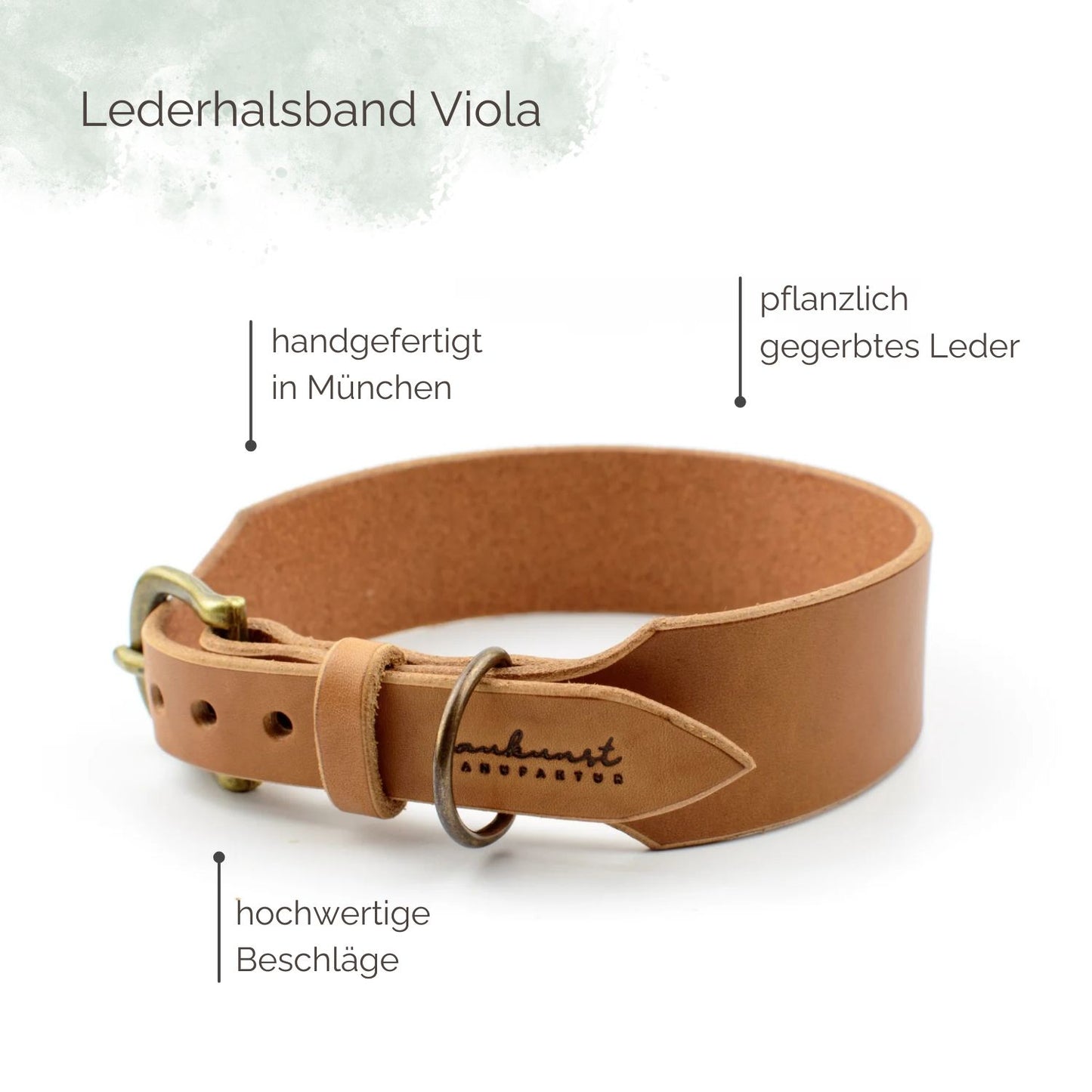 Breites Lederhalsband 'Viola'