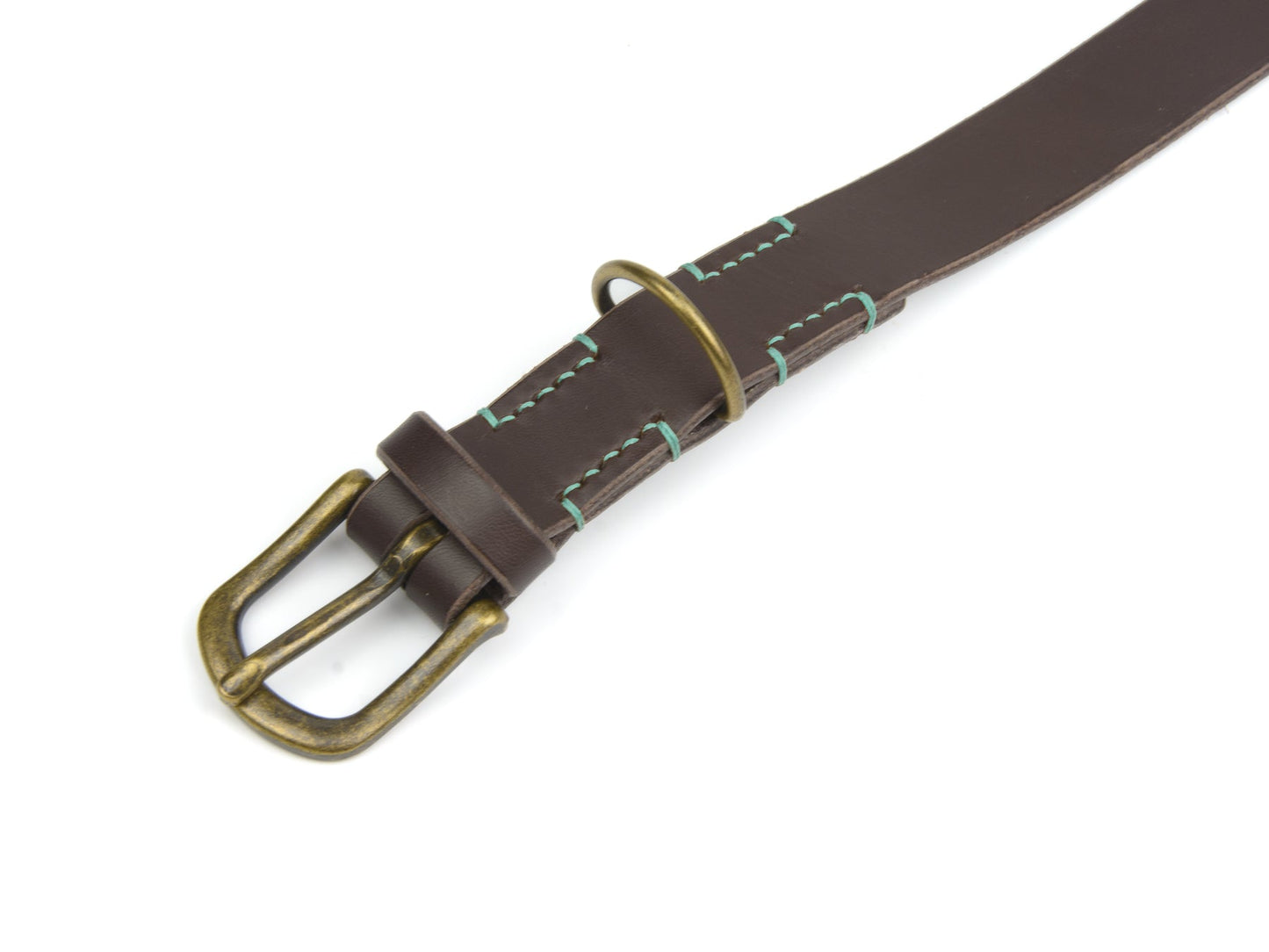 Lederhalsband Wilma für Hunde Dunkelbraun mit Sattlernaht in Mint Vintage