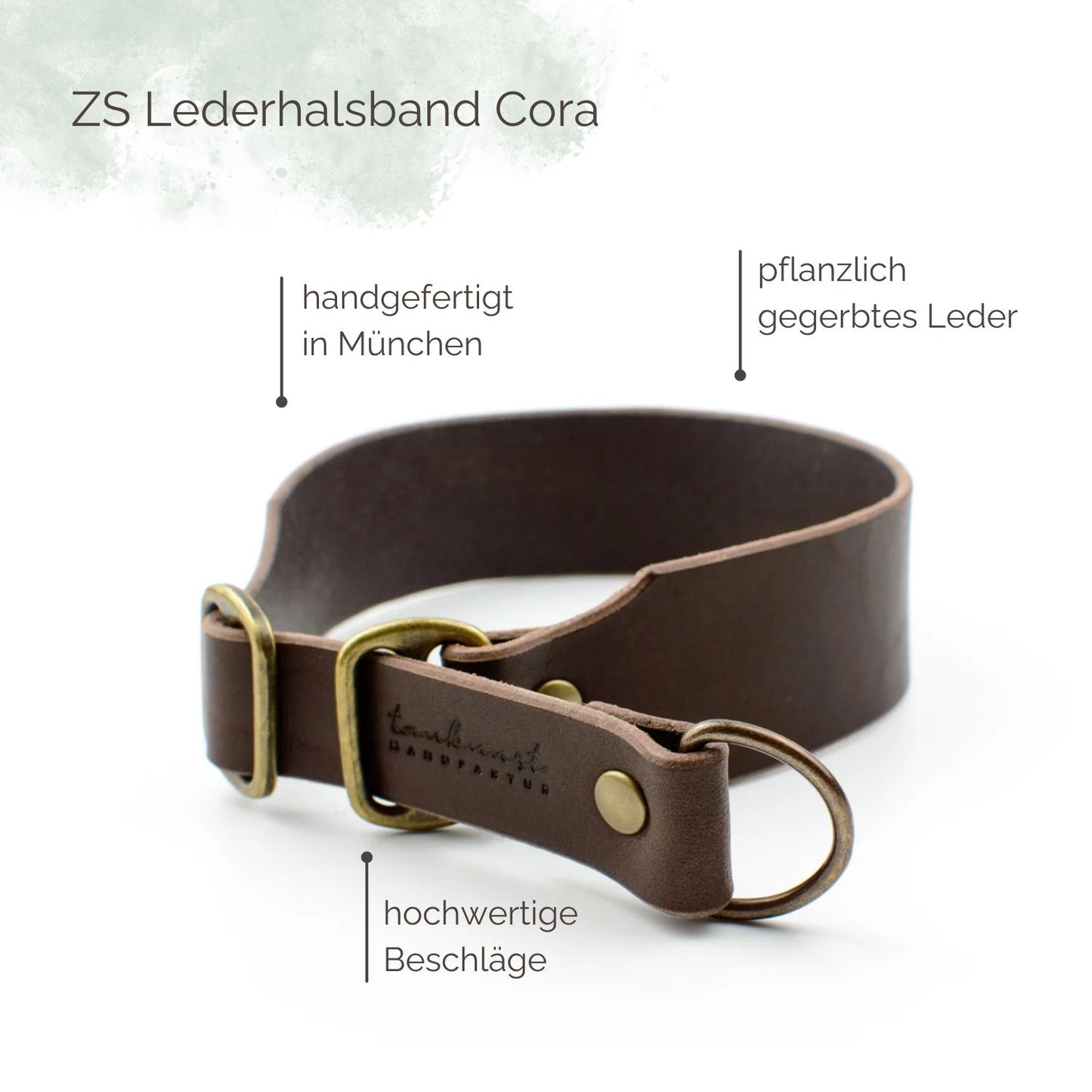 Breites Zugstopp Lederhalsband 'Cora'