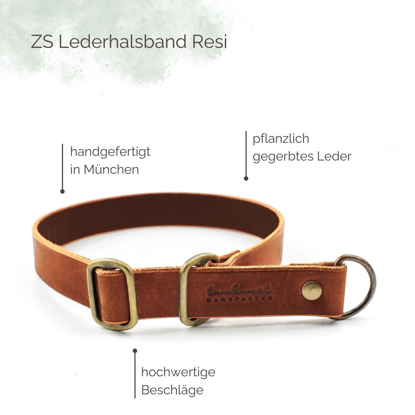 Zugstopp Lederhalsband Resi für Hunde