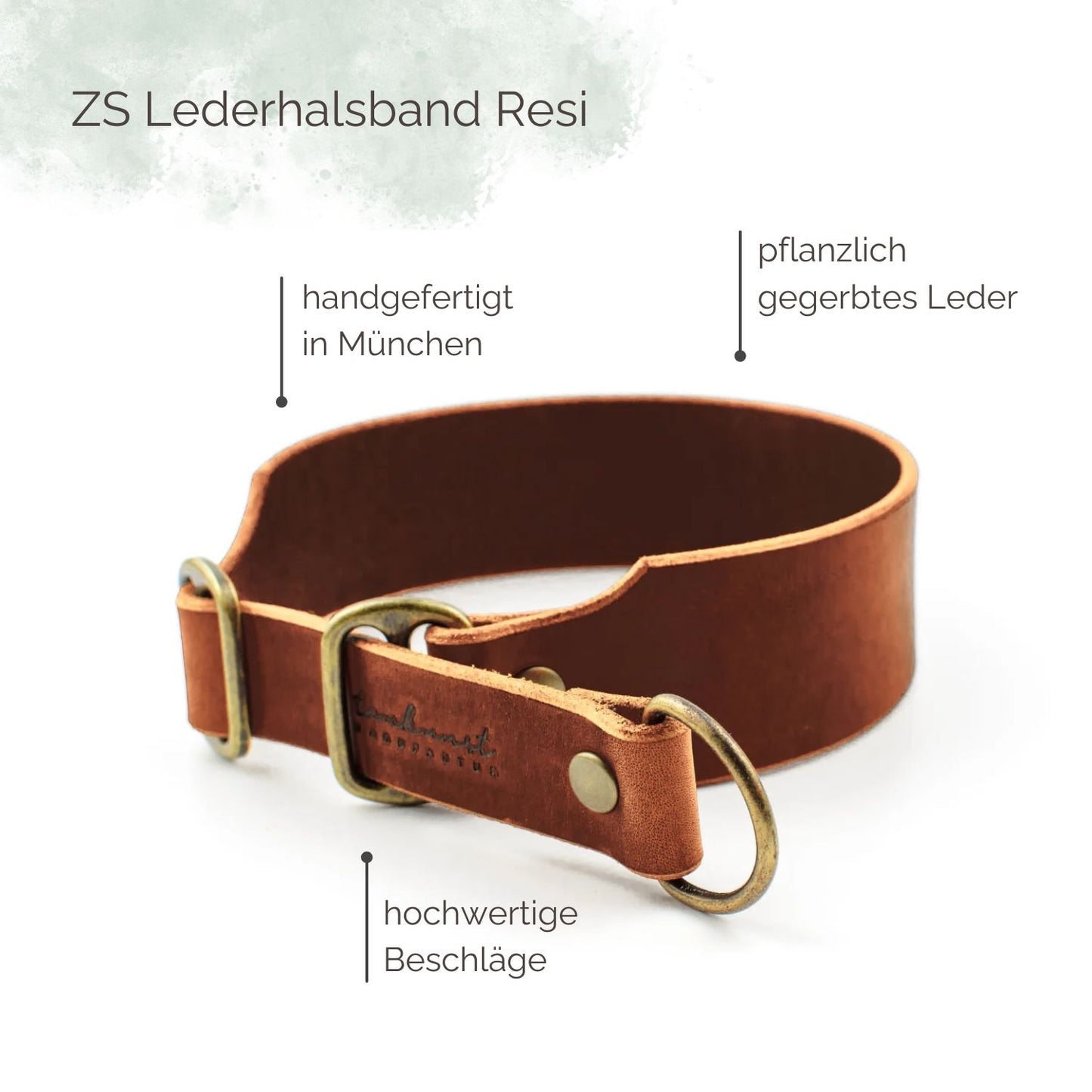 Breites Zugstopp Lederhalsband 'Resi'