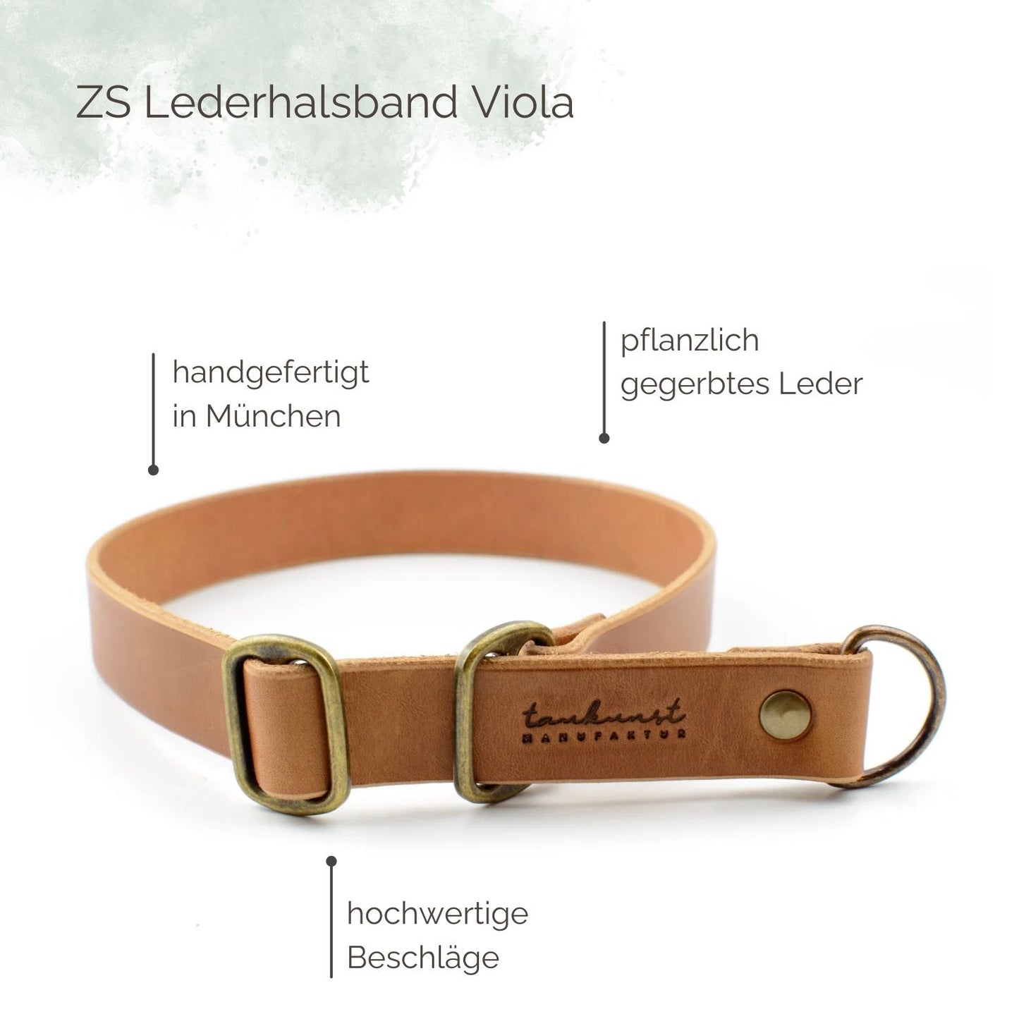Zugstopp Lederhalsband Viola für Hunde