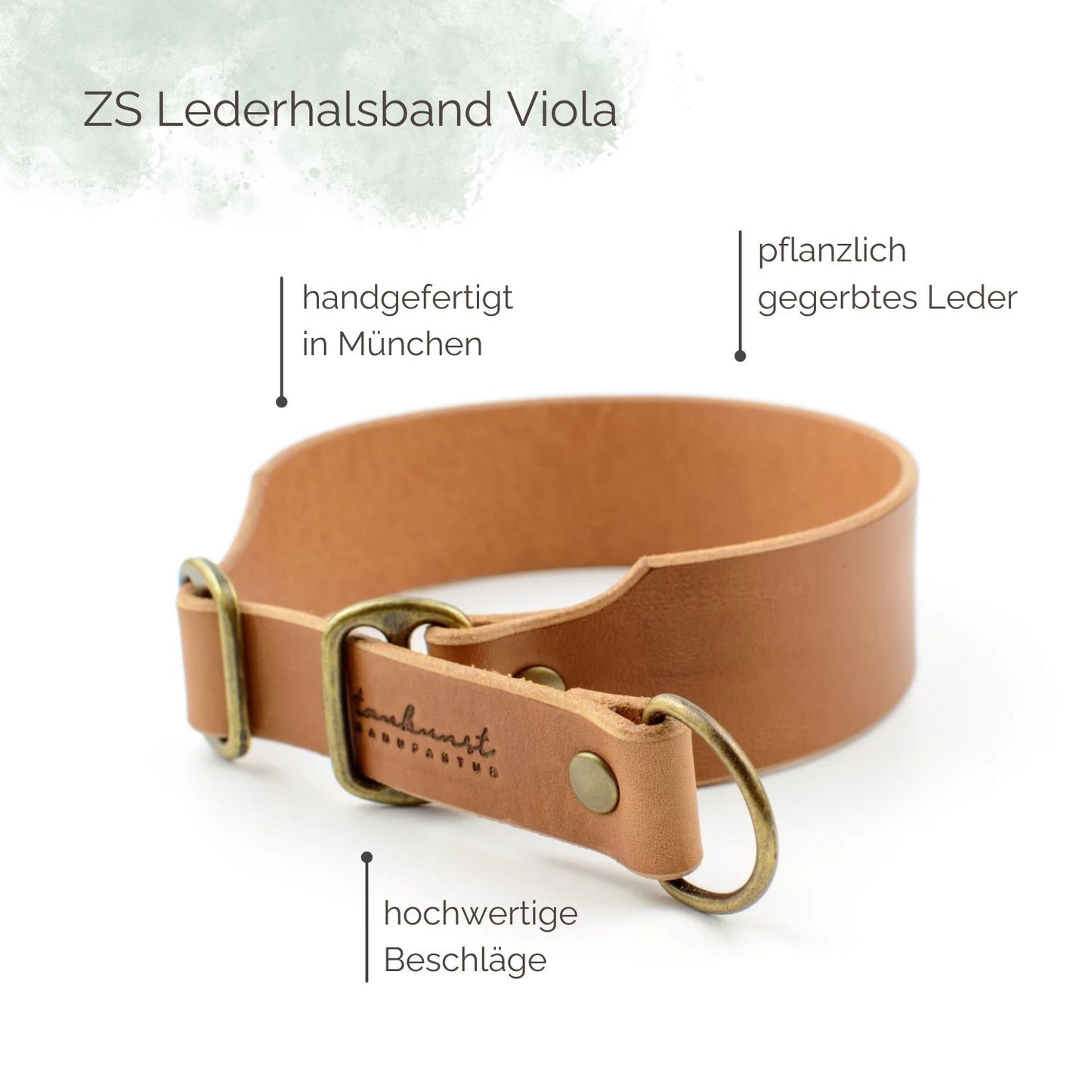 Breites Zugstopp Lederhalsband 'Viola'