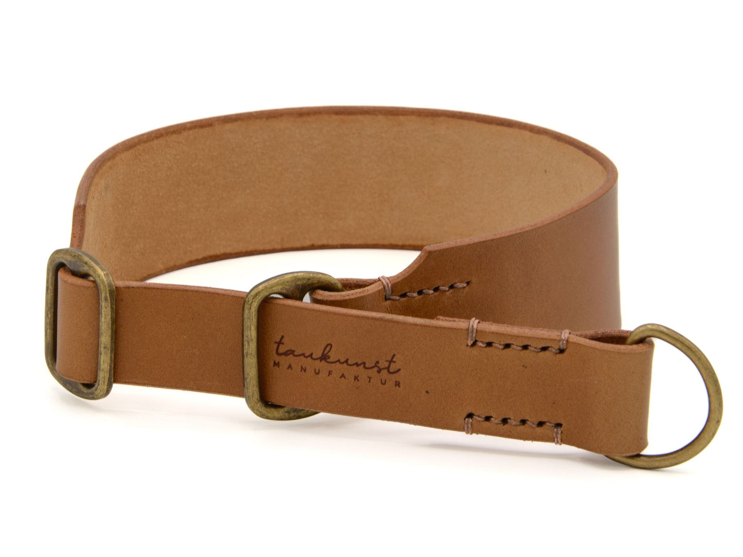 Zugstopp-Lederhalsband 'Waldgeist' Camel