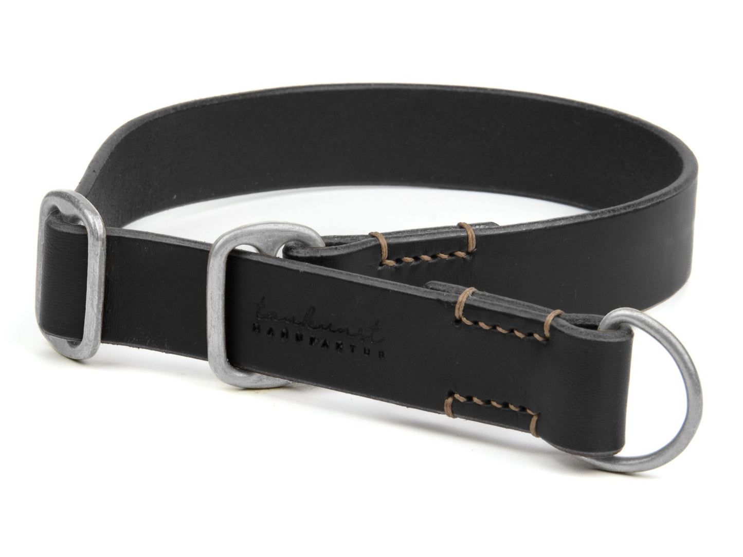 Zugstopp-Lederhalsband 'Waldgeist' Schwarz