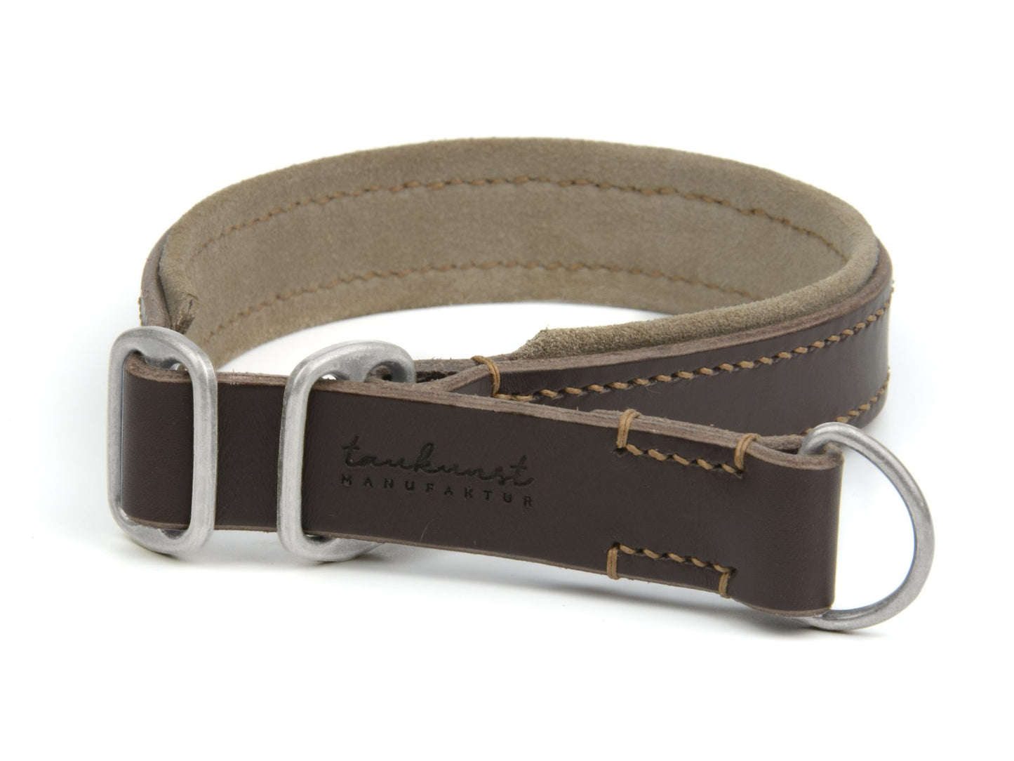 Zugstopp-Lederhalsband 'Wildfang' Dunkelbraun