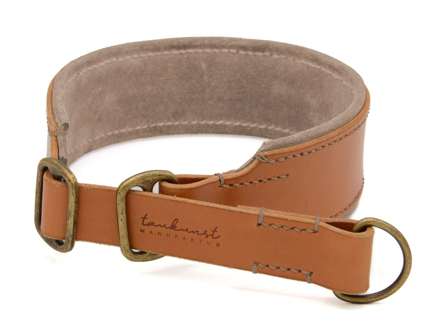 Zugstopp-Lederhalsband 'Wildfang' Cognac