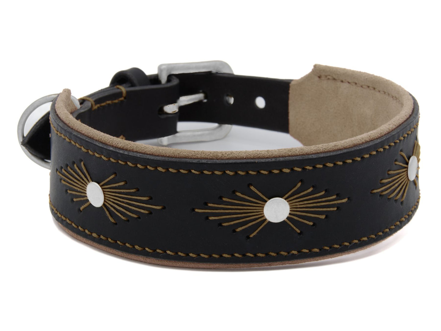 Lederhalsband 'Woodstock' Schwarz