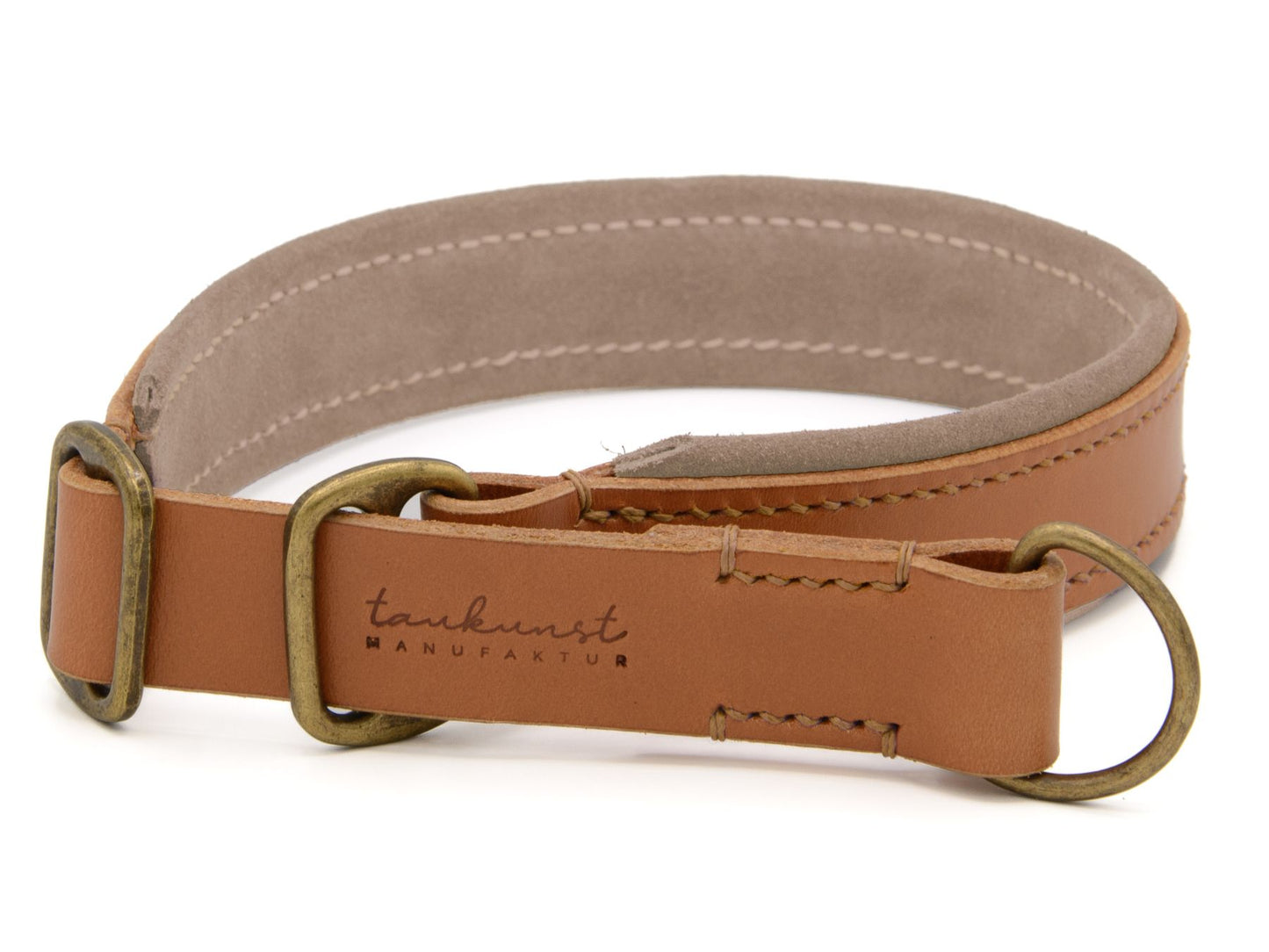 Zugstopp-Lederhalsband 'Wildfang' Cognac