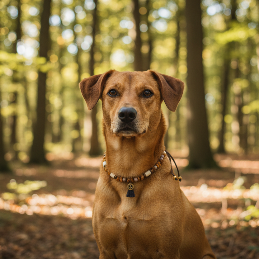 Bernsteinkette Rosari Hellgrau Hund Verstellbar Shooting