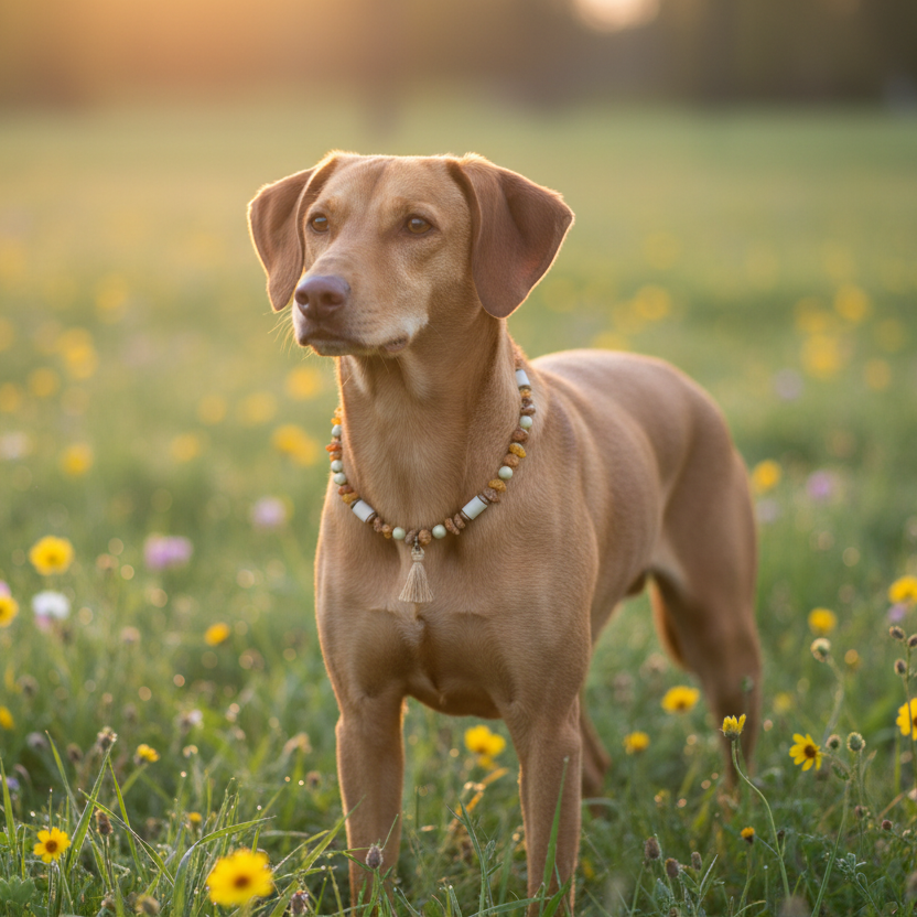 Bernsteinkette Rosari Pastellgrün Hund Shooting