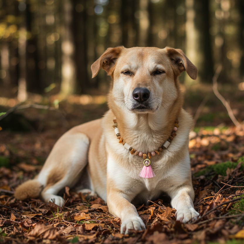 Bernsteinkette Rosari Pastellrosa Hund Shooting