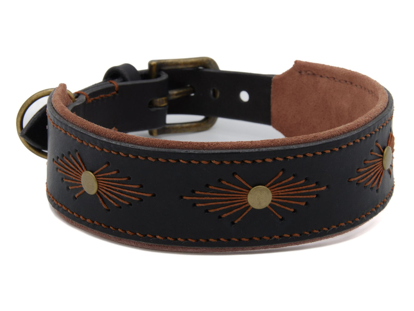 Lederhalsband 'Woodstock' Schwarz