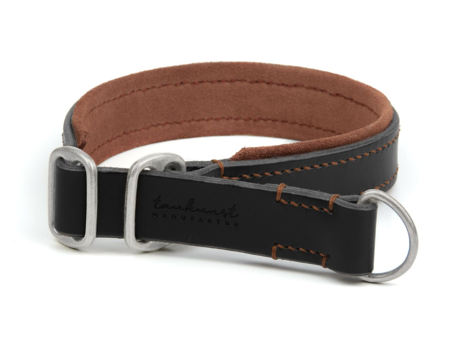 Zugstopp-Lederhalsband 'Wildfang' Schwarz