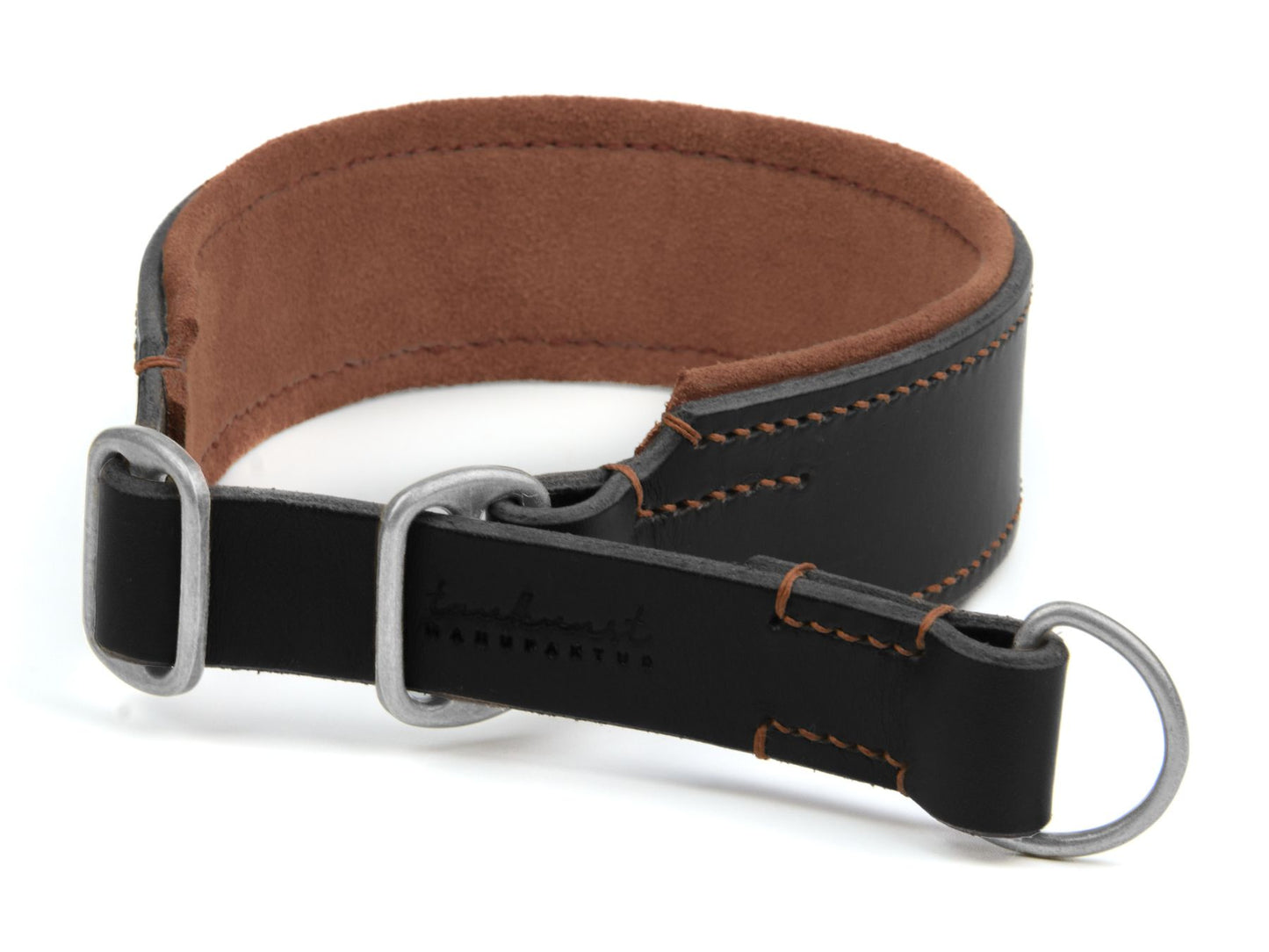 Zugstopp-Lederhalsband 'Wildfang' Schwarz