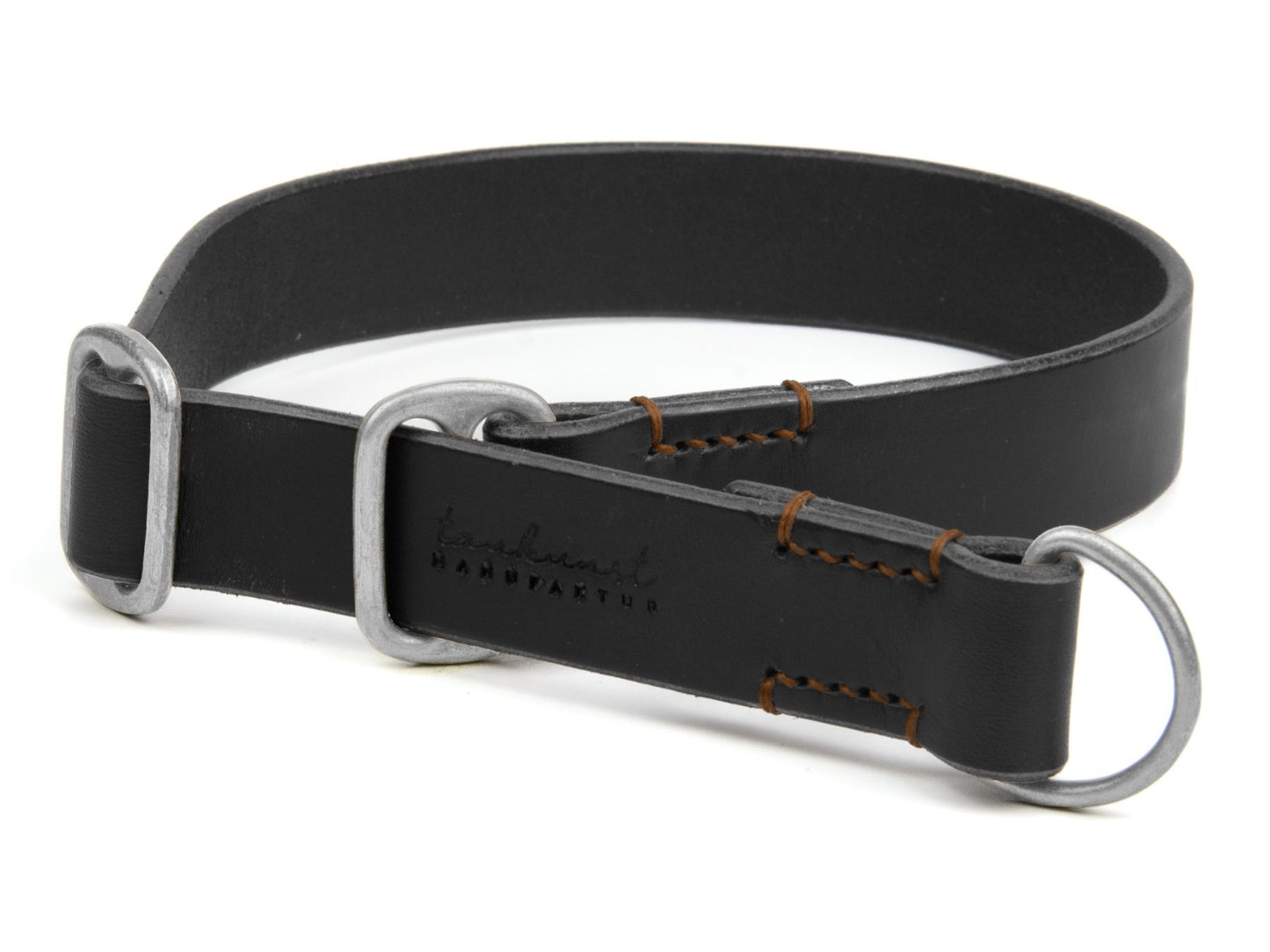 Zugstopp-Lederhalsband 'Waldgeist' Schwarz