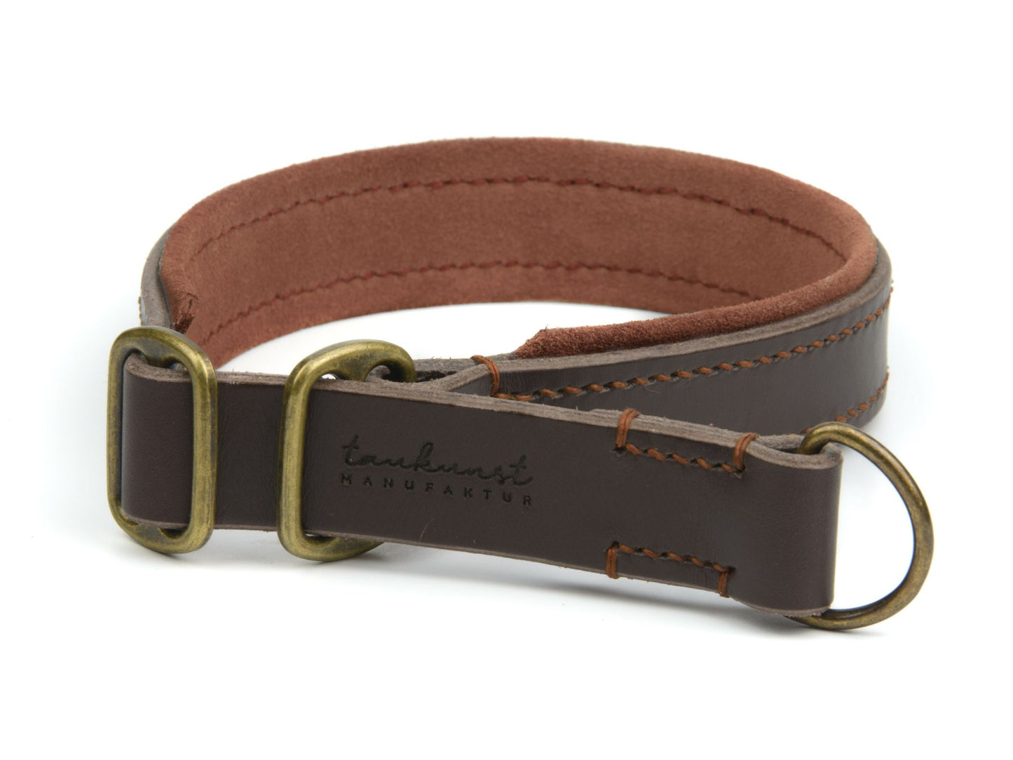 Zugstopp-Lederhalsband 'Wildfang' Dunkelbraun