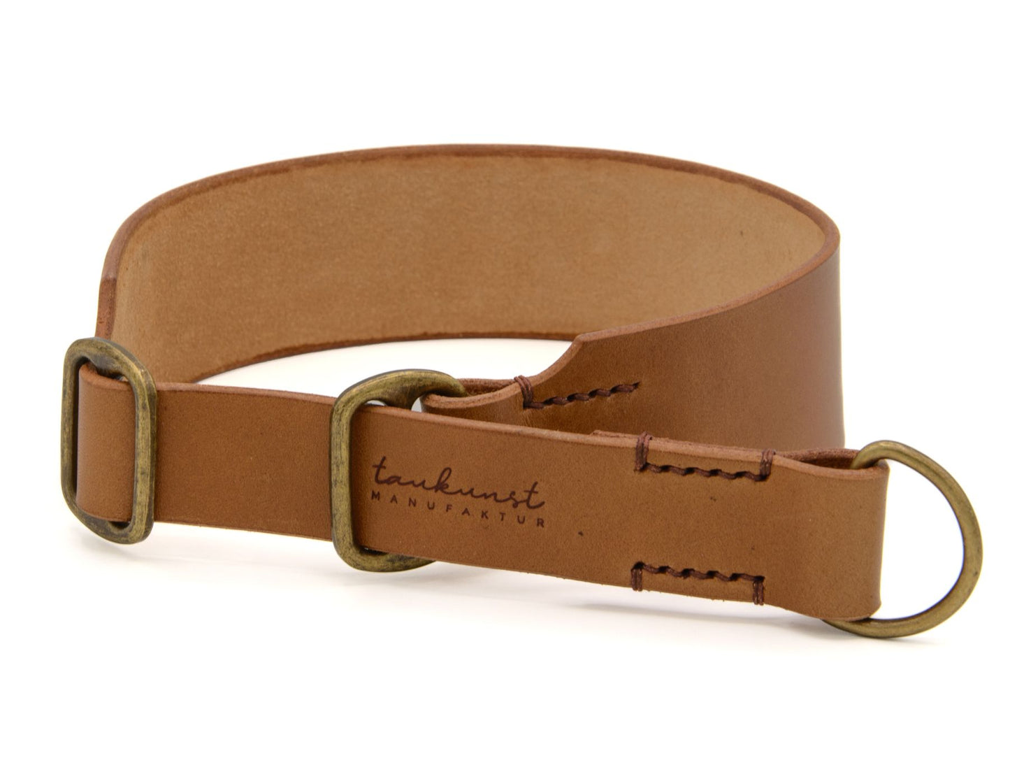 Zugstopp-Lederhalsband 'Waldgeist' Camel