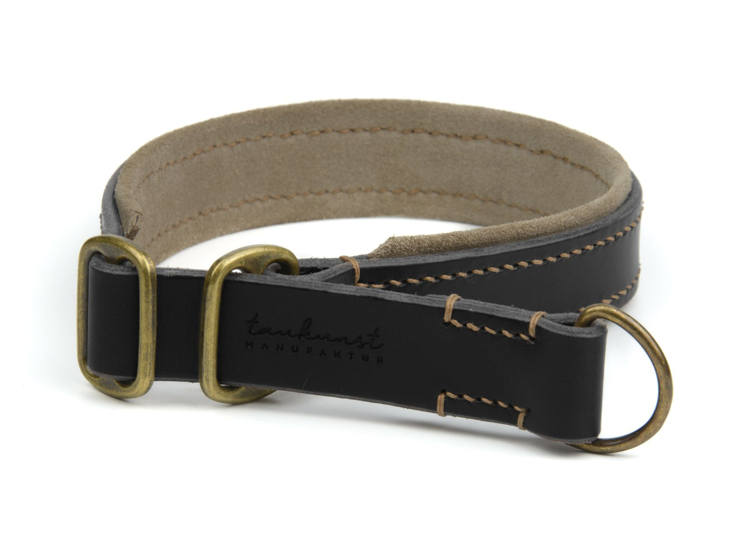 Zugstopp-Lederhalsband 'Wildfang' Schwarz