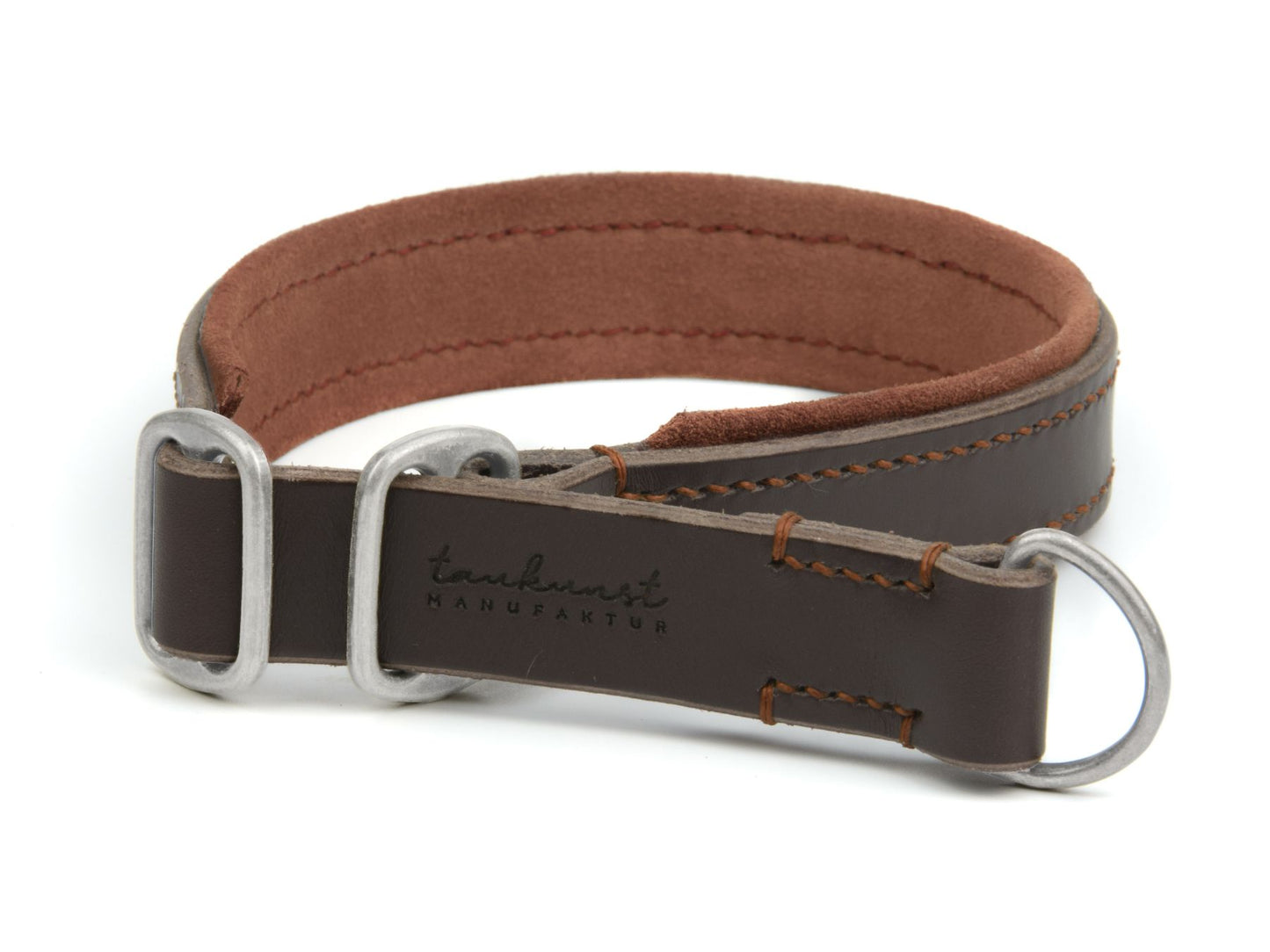 Zugstopp-Lederhalsband 'Wildfang' Dunkelbraun