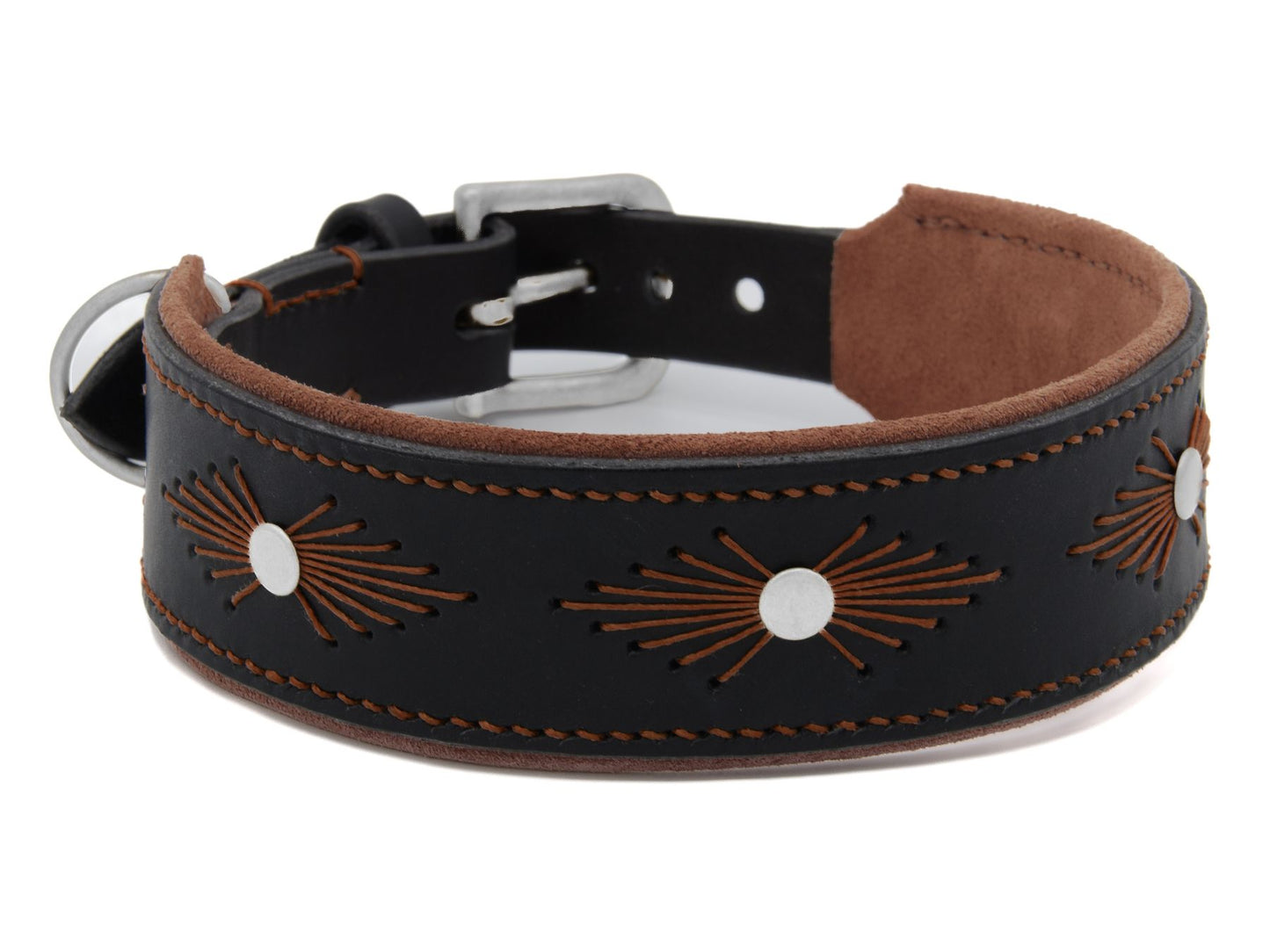 Lederhalsband 'Woodstock' Schwarz