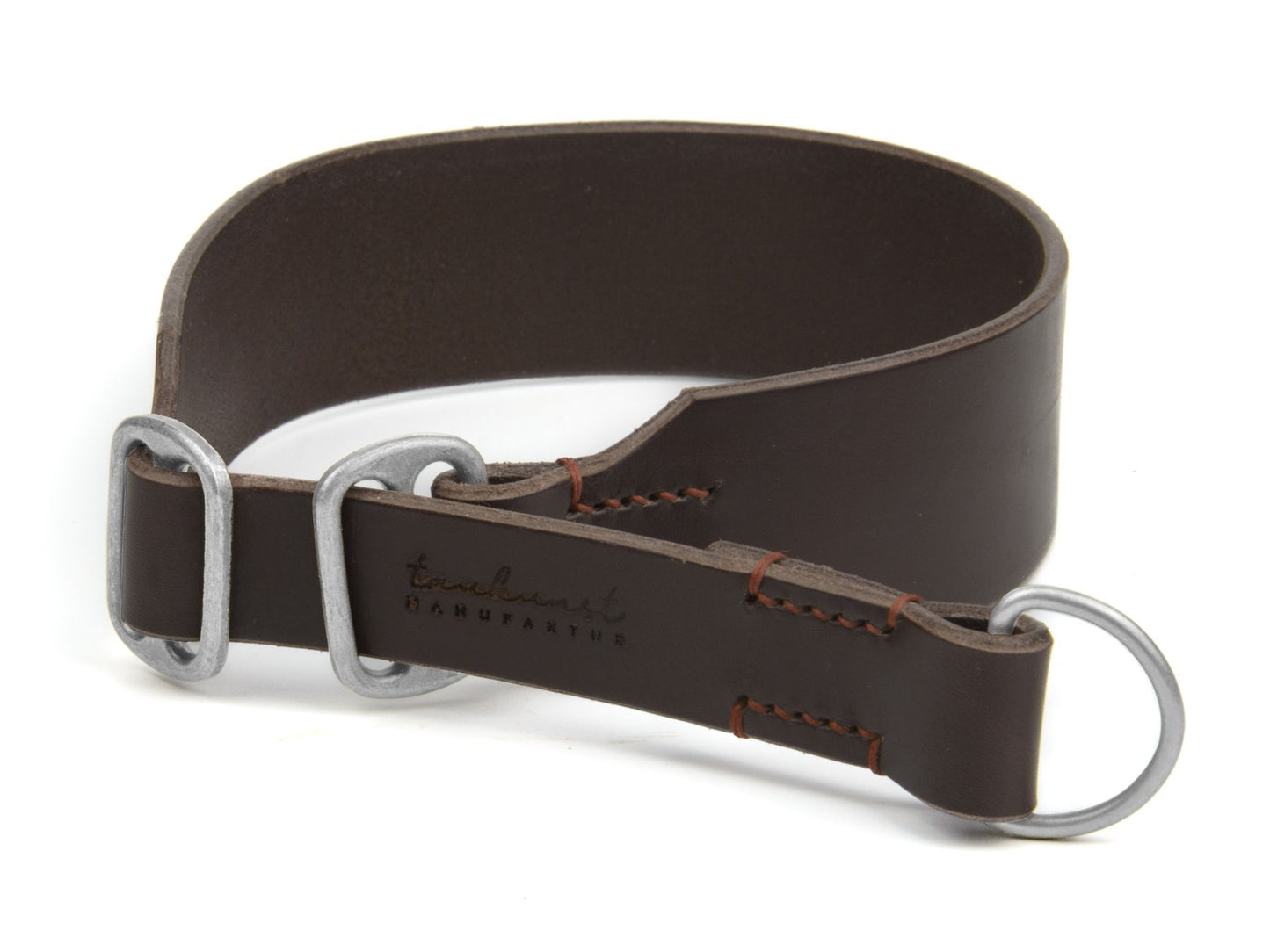 Zugstopp-Lederhalsband 'Waldgeist' Dunkelbraun