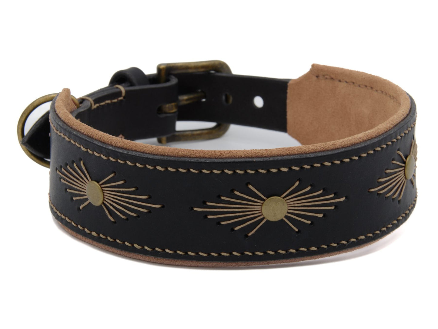 Lederhalsband 'Woodstock' Schwarz