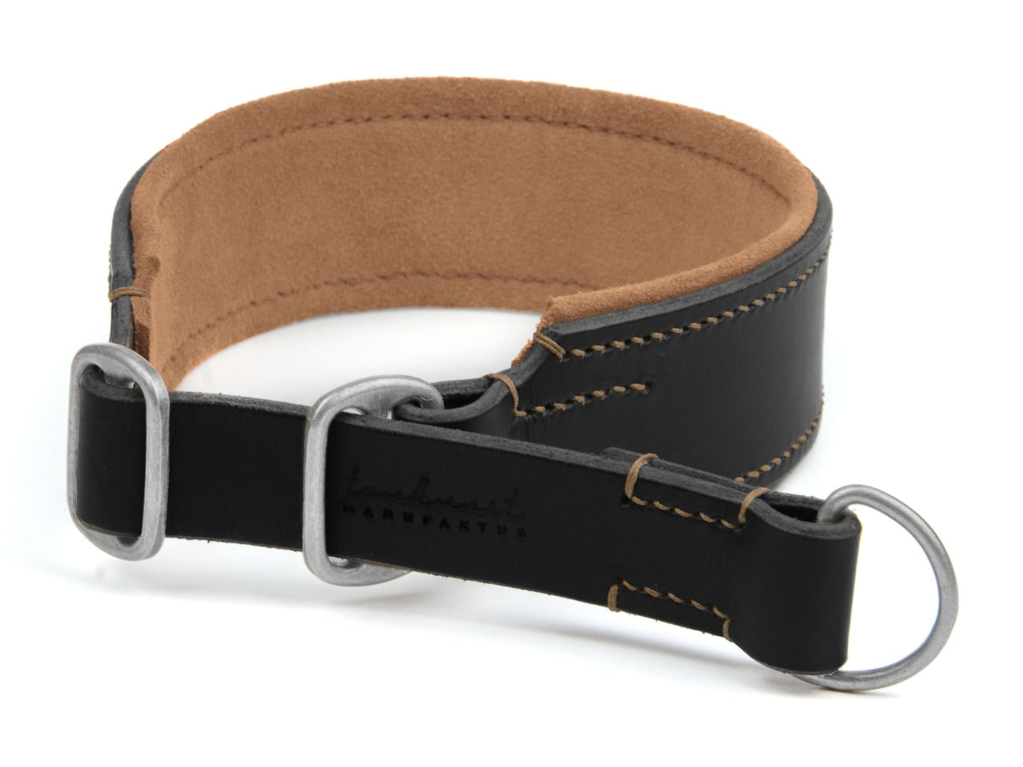 Zugstopp-Lederhalsband 'Wildfang' Schwarz