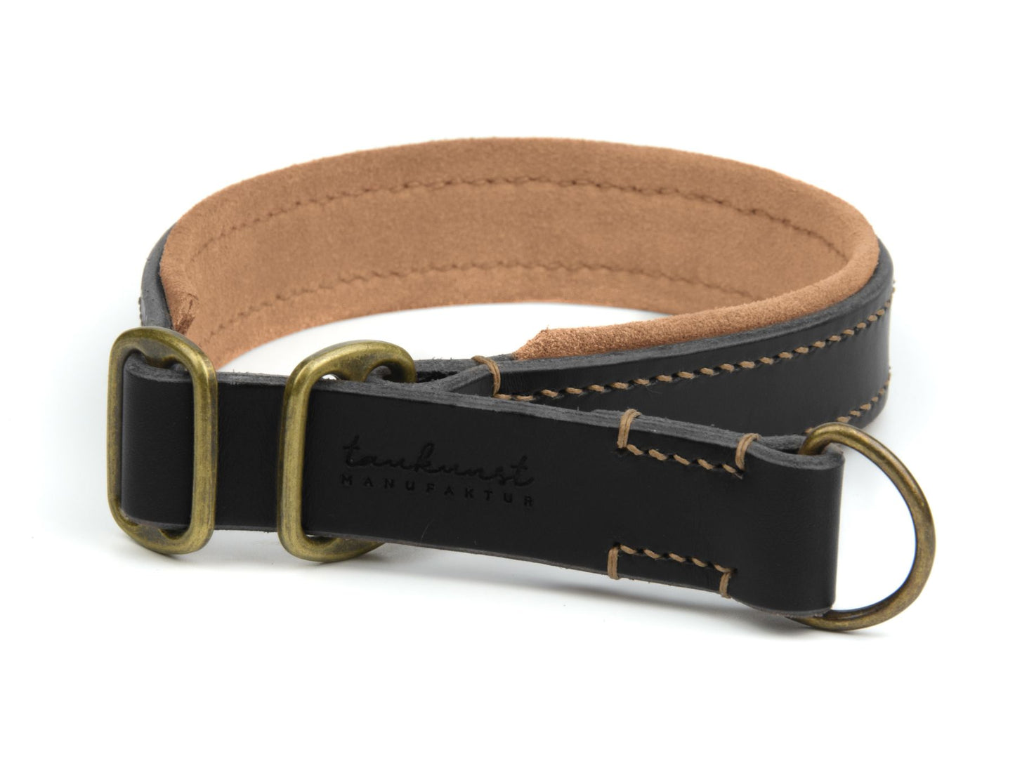 Zugstopp-Lederhalsband 'Wildfang' Schwarz