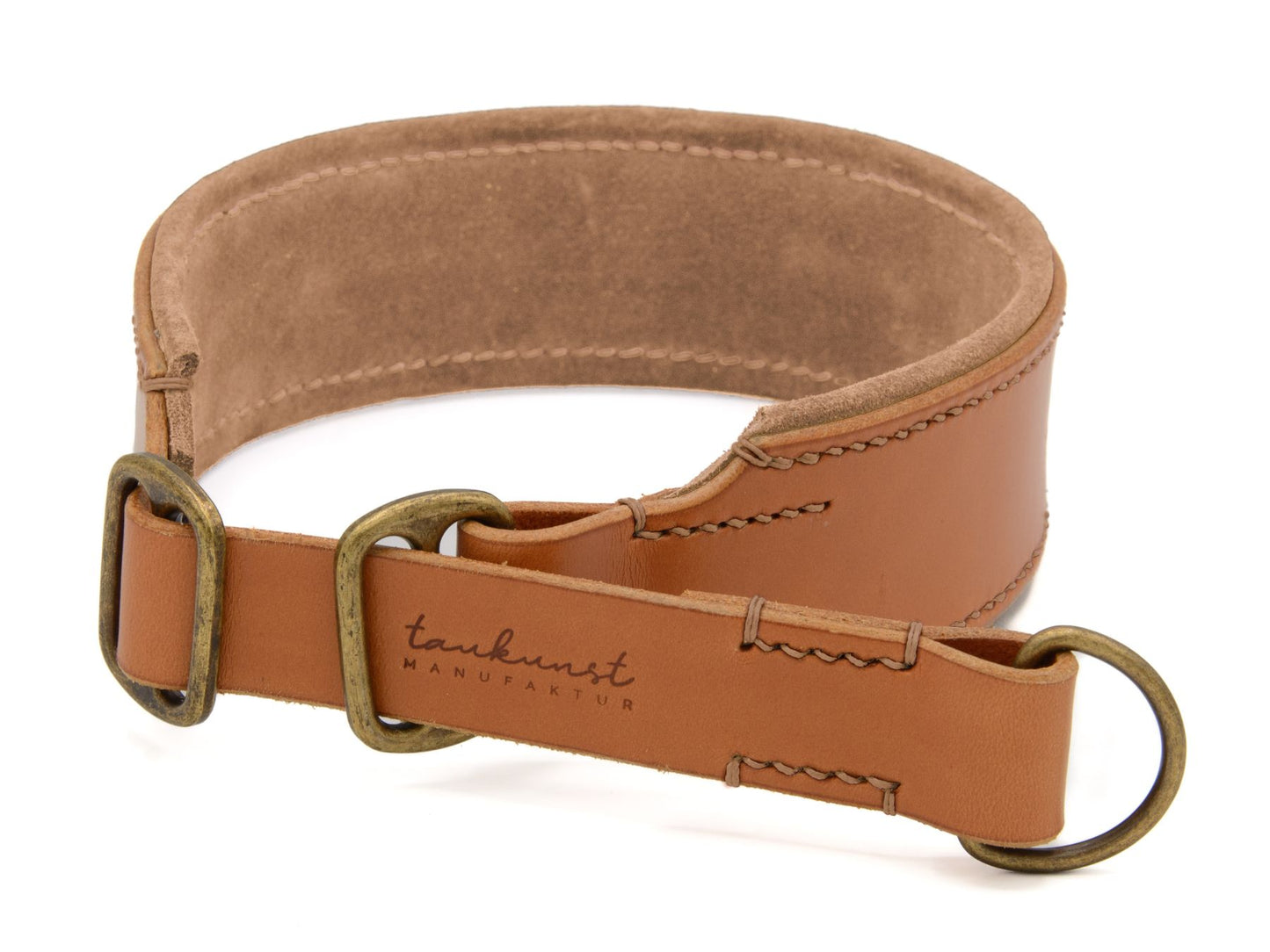 Zugstopp-Lederhalsband 'Wildfang' Cognac