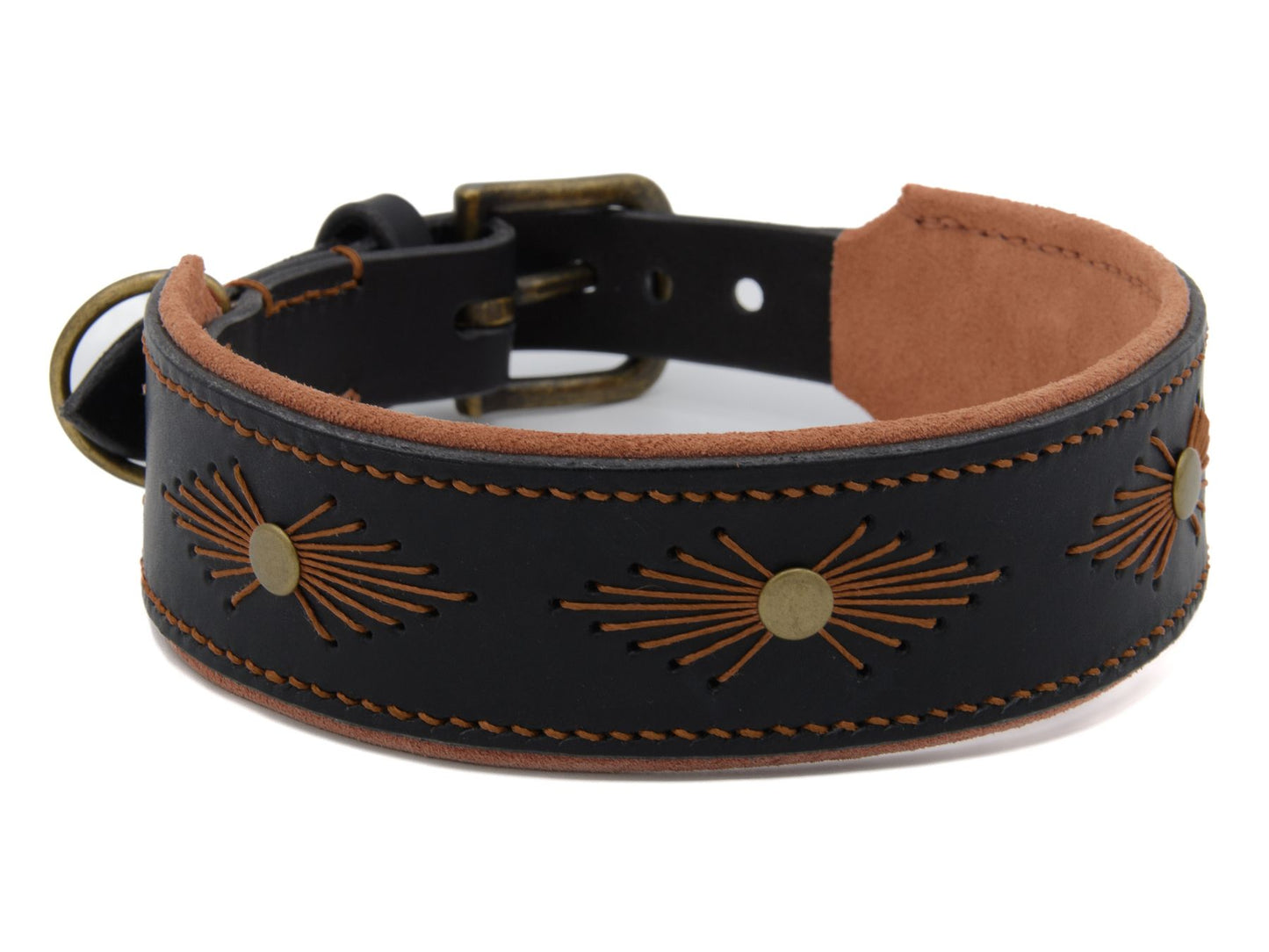 Lederhalsband 'Woodstock' Schwarz