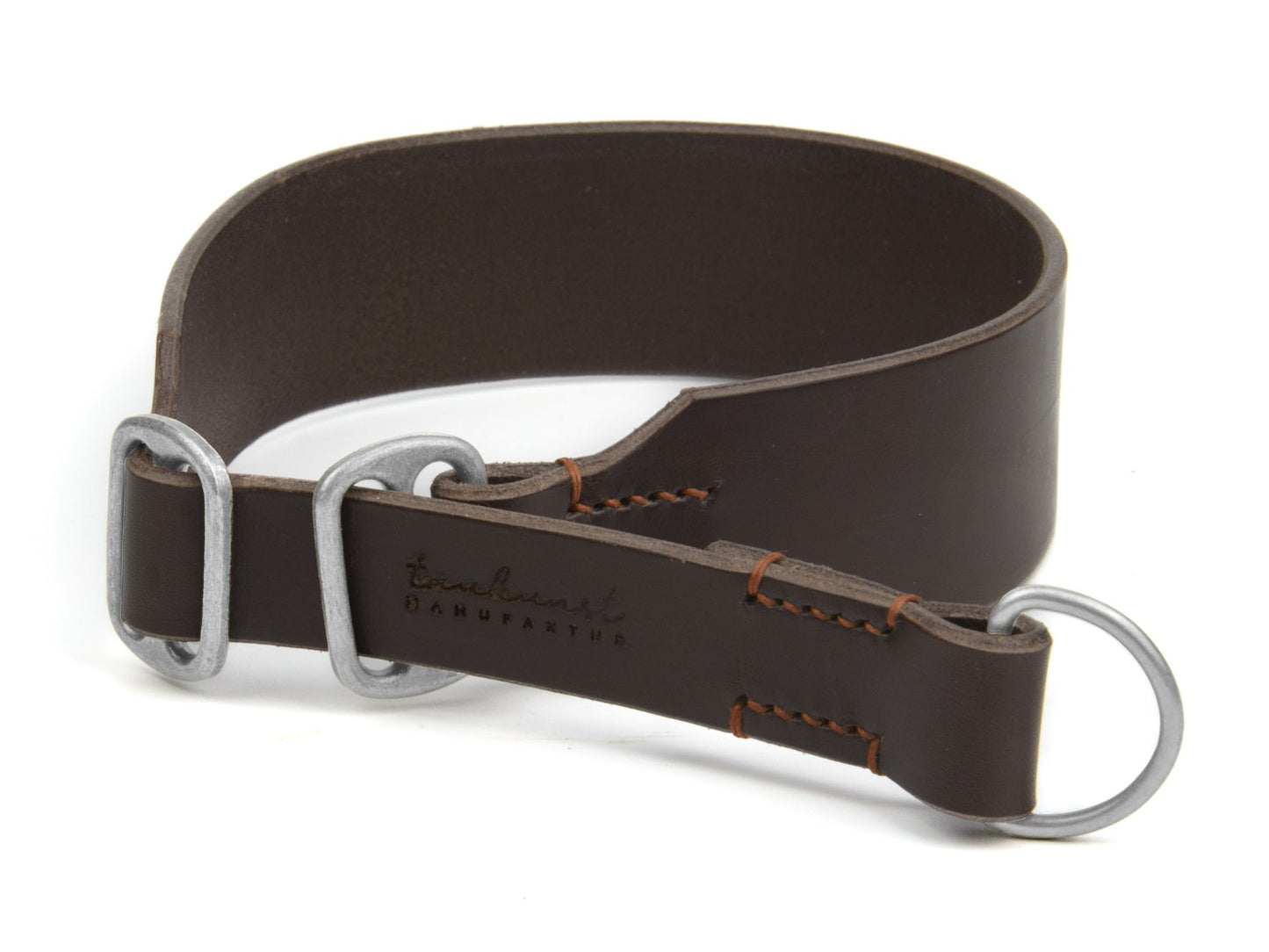 Zugstopp-Lederhalsband 'Waldgeist' Dunkelbraun