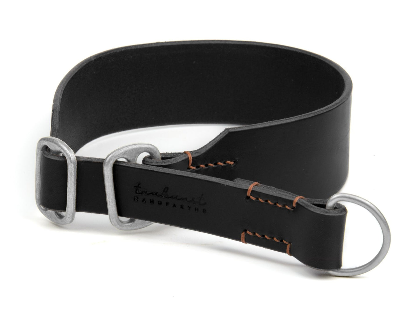 Zugstopp-Lederhalsband 'Waldgeist' Schwarz