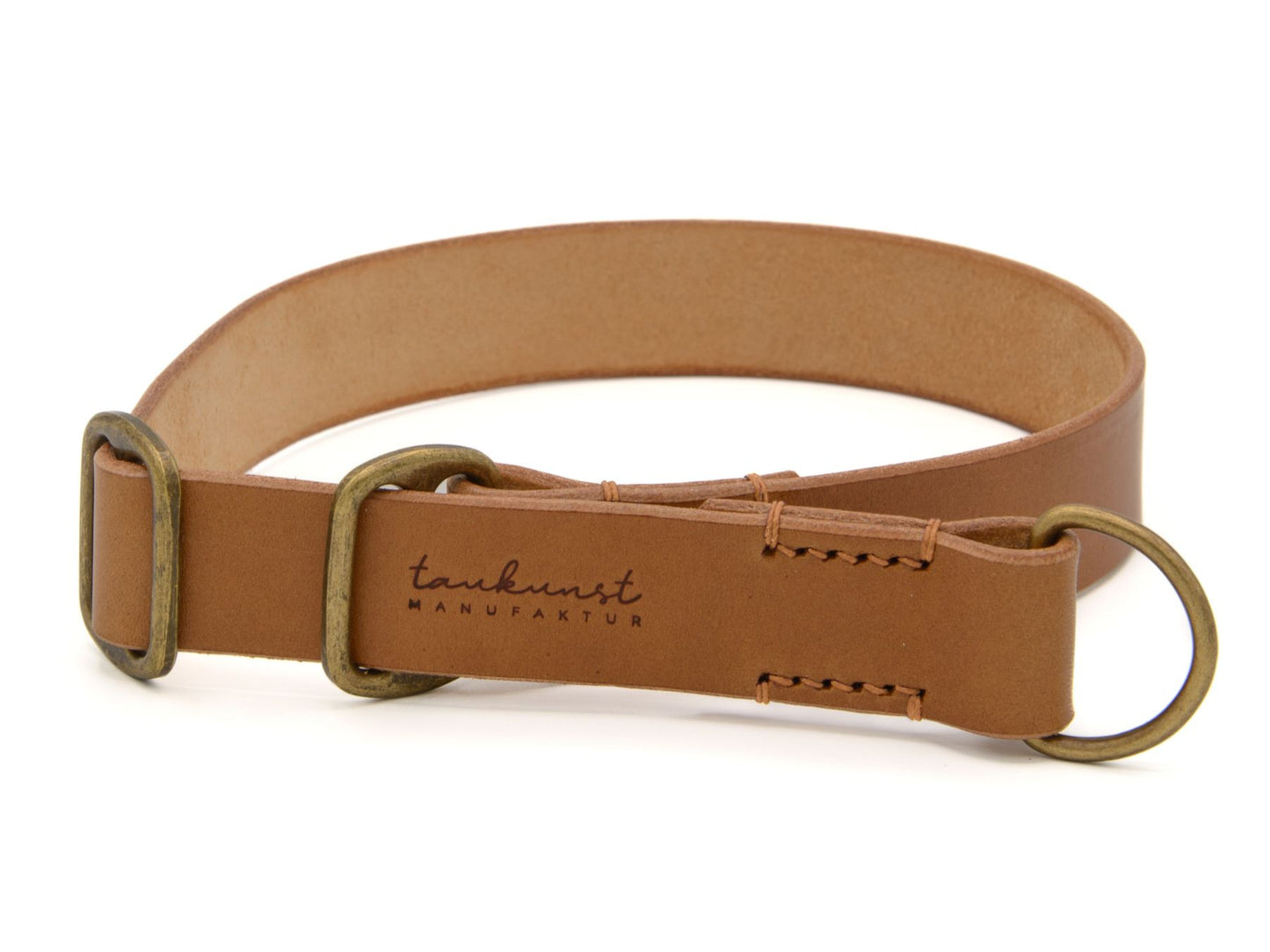 Zugstopp-Lederhalsband 'Waldgeist' Camel