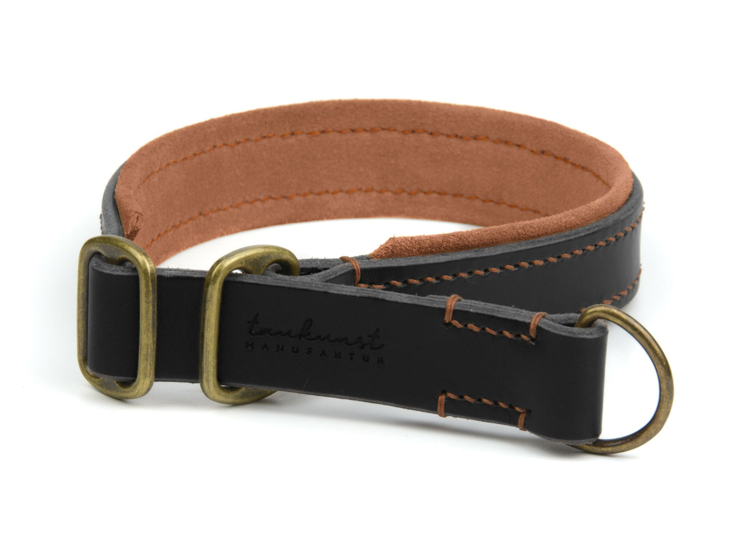 Zugstopp-Lederhalsband 'Wildfang' Schwarz