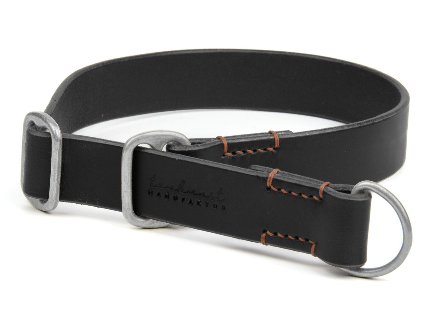 Zugstopp-Lederhalsband 'Waldgeist' Schwarz