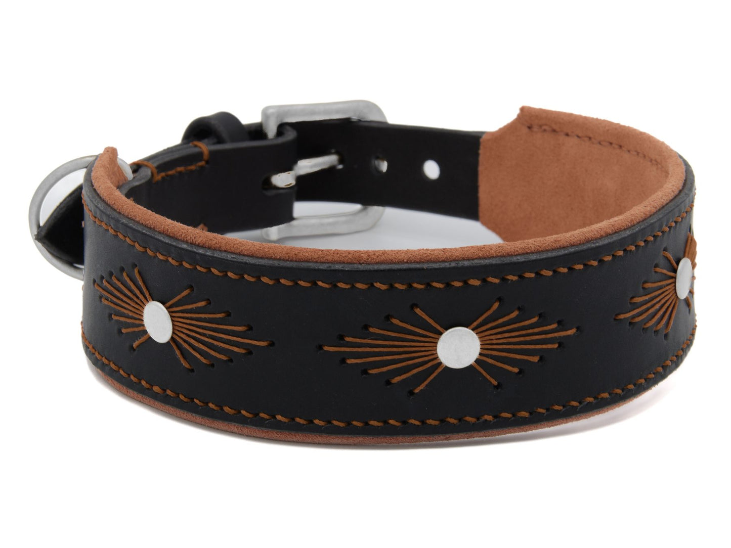 Lederhalsband 'Woodstock' Schwarz