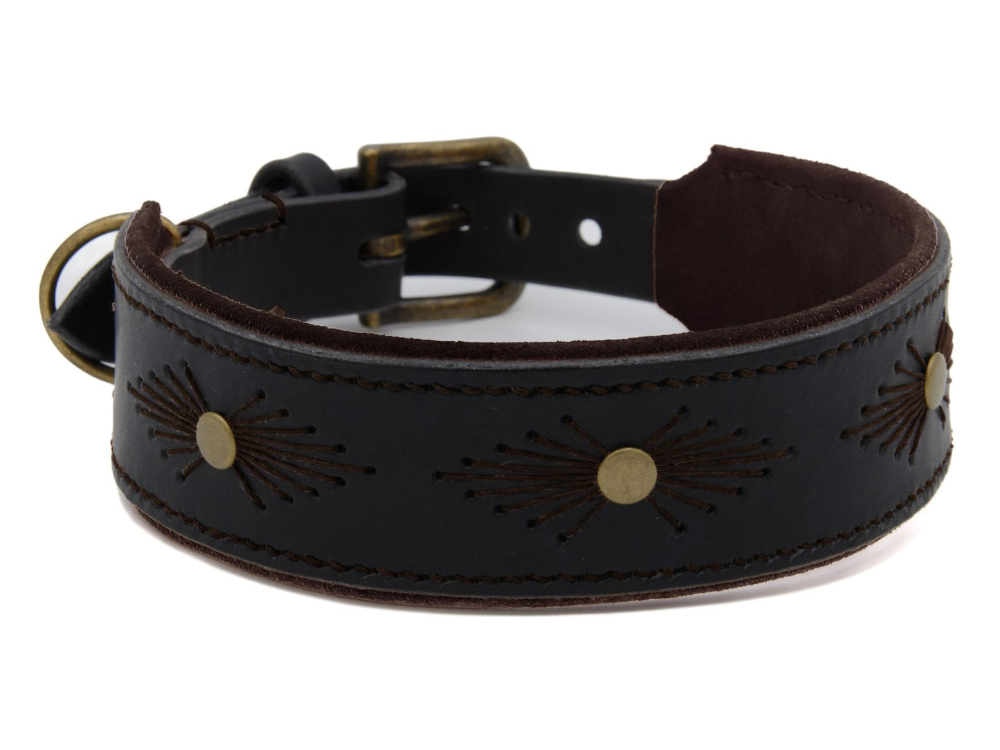 Lederhalsband 'Woodstock' Schwarz