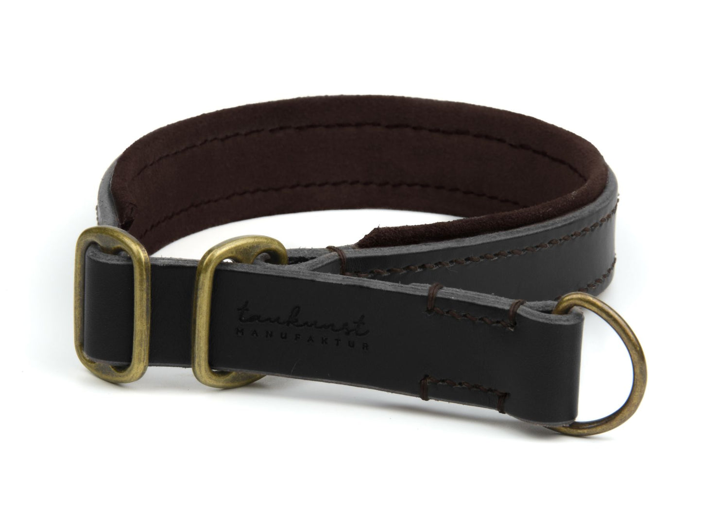 Zugstopp-Lederhalsband 'Wildfang' Schwarz