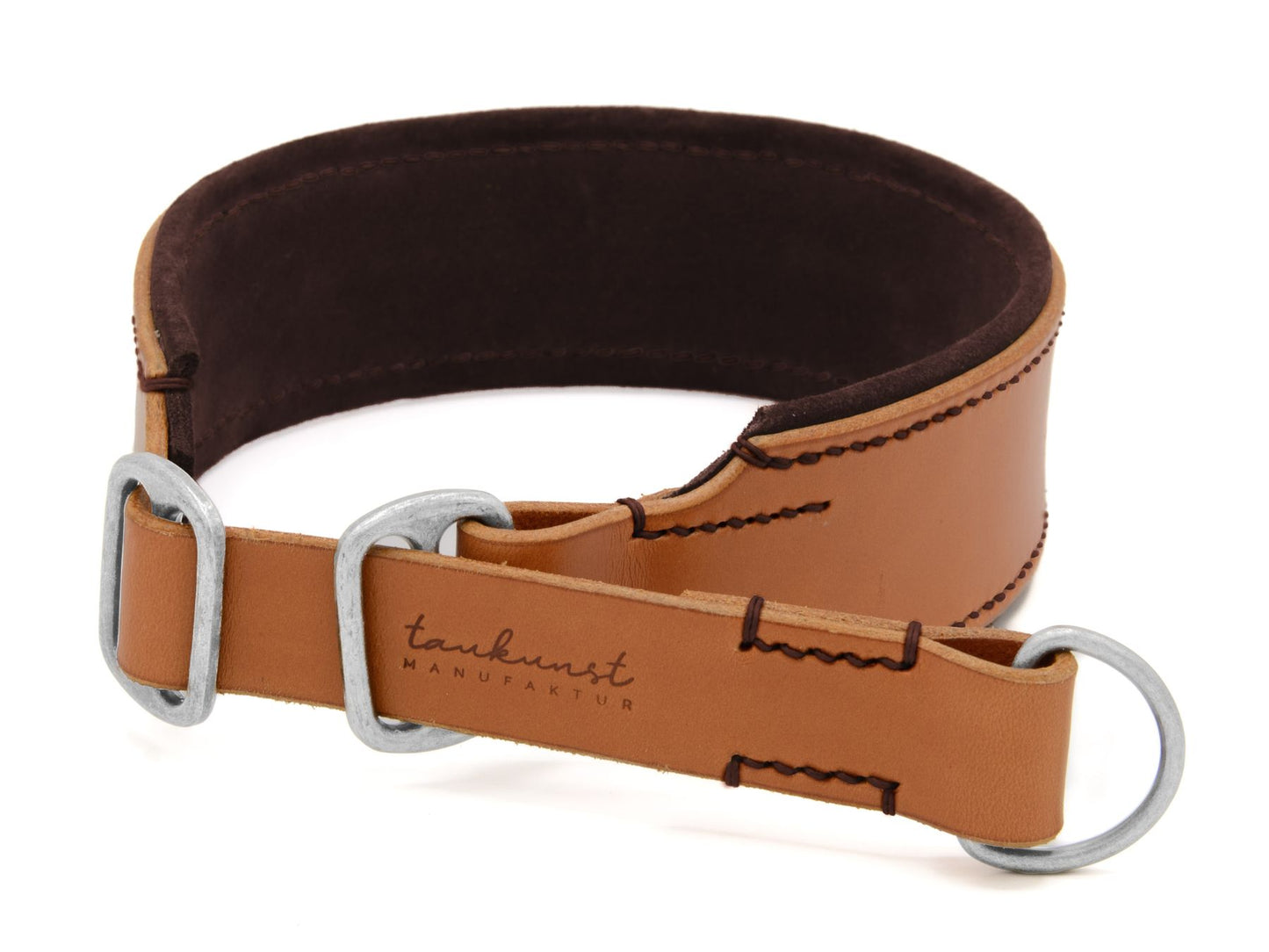 Zugstopp-Lederhalsband 'Wildfang' Cognac