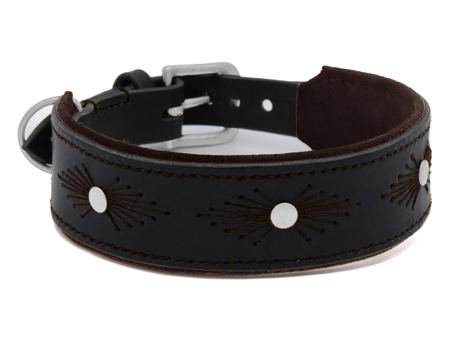 Lederhalsband 'Woodstock' Schwarz