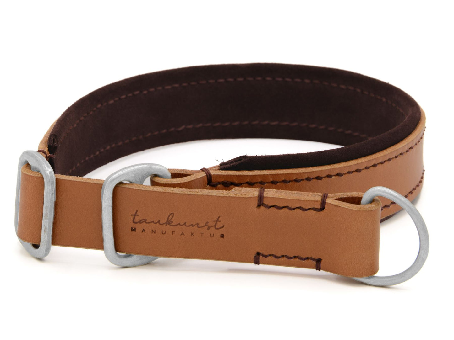 Zugstopp-Lederhalsband 'Wildfang' Cognac