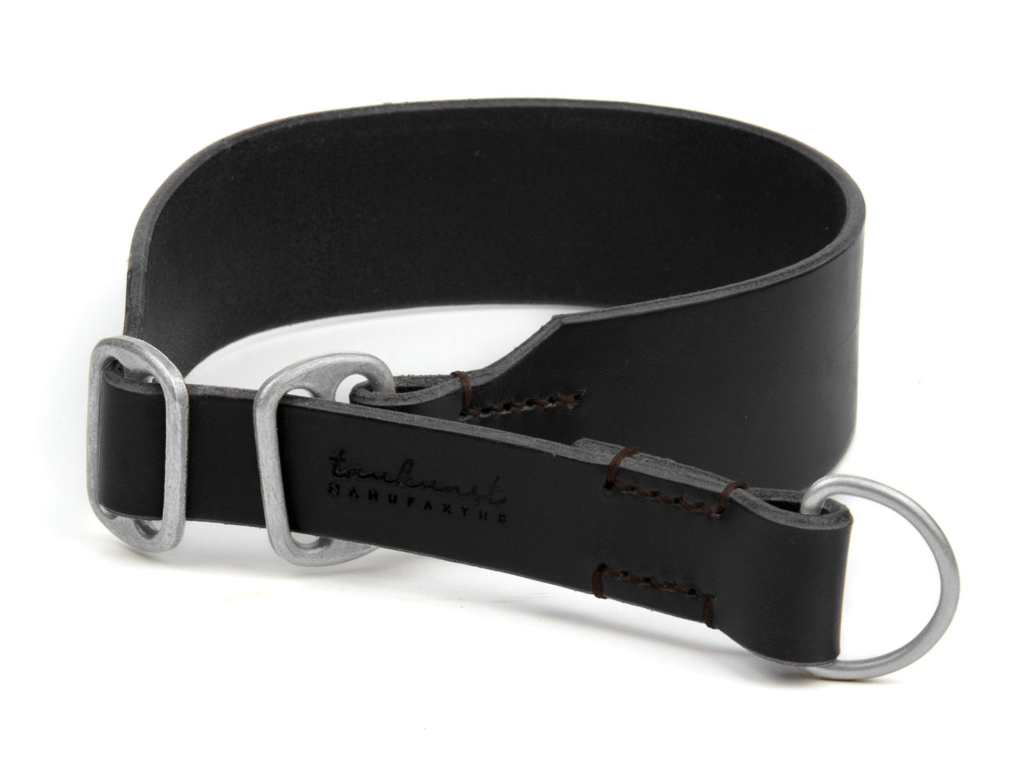 Zugstopp-Lederhalsband 'Waldgeist' Schwarz