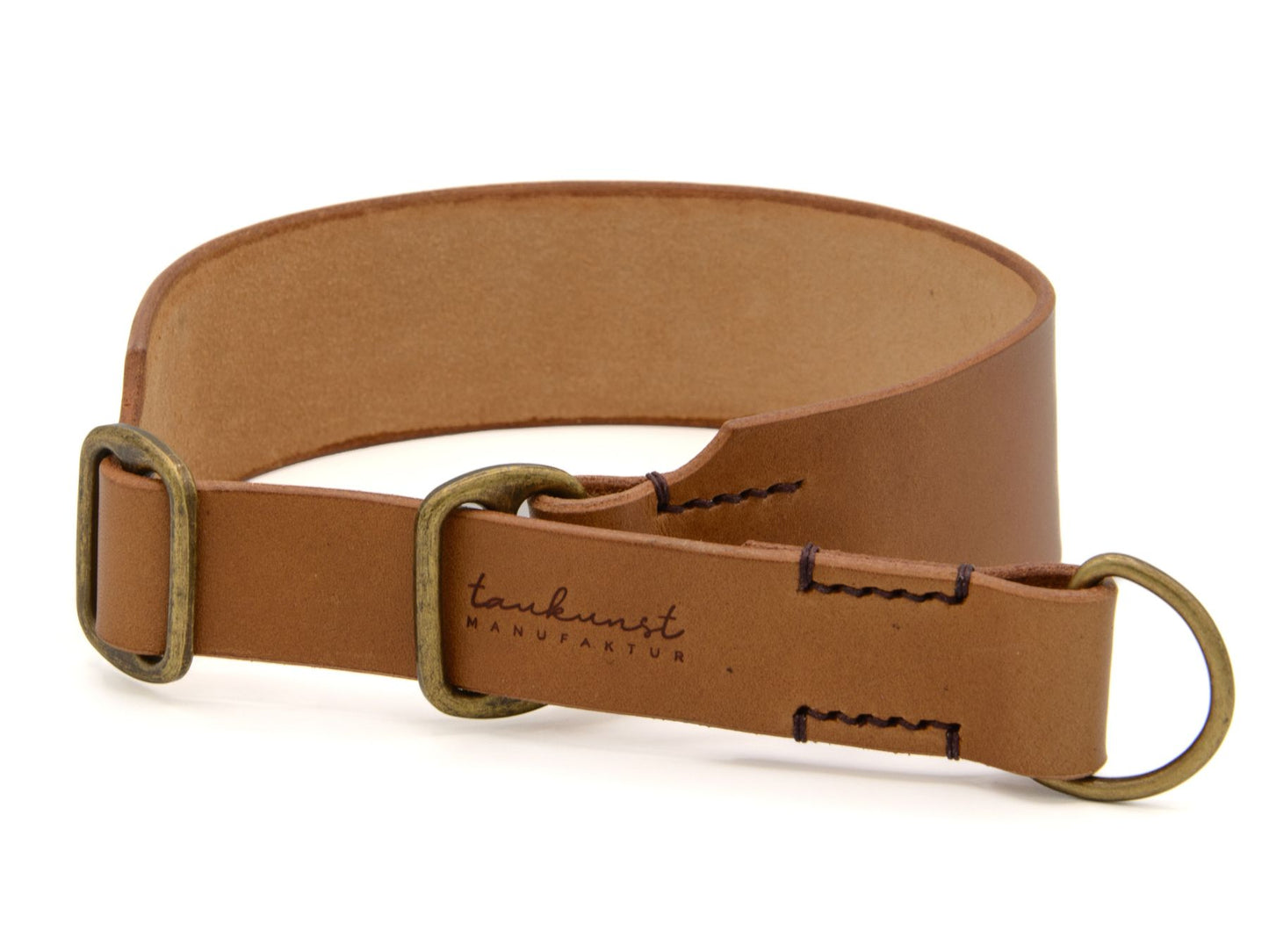 Zugstopp-Lederhalsband 'Waldgeist' Camel
