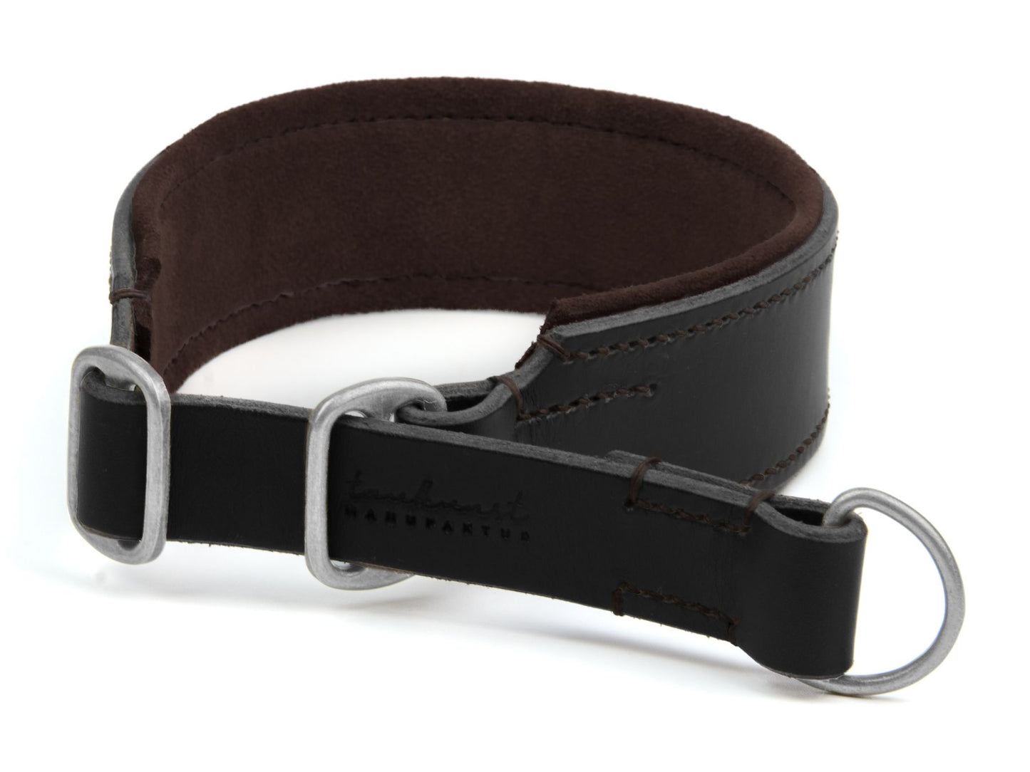 Zugstopp-Lederhalsband 'Wildfang' Schwarz