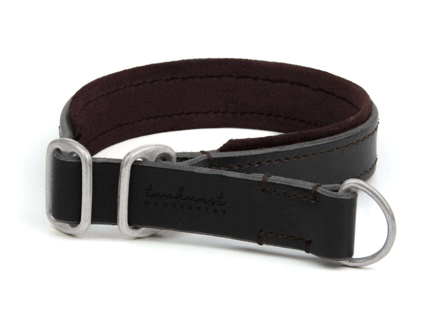 Zugstopp-Lederhalsband 'Wildfang' Schwarz