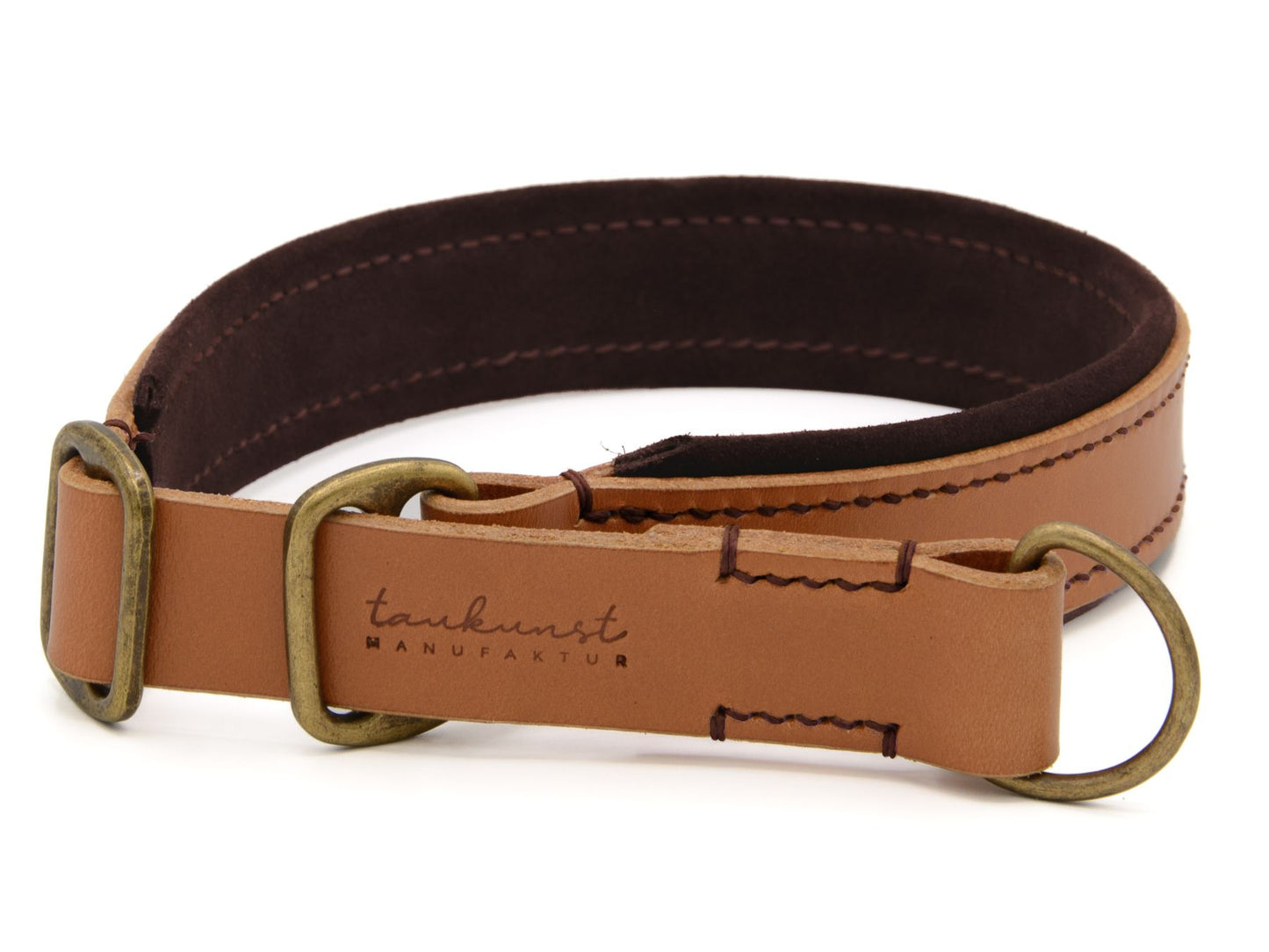 Zugstopp-Lederhalsband 'Wildfang' Cognac