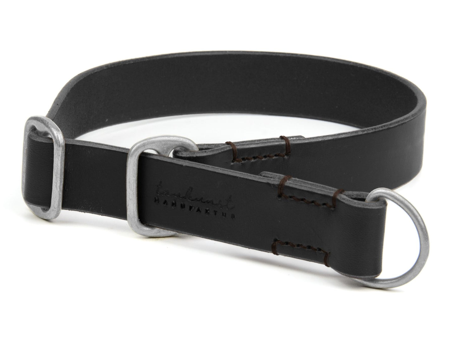 Zugstopp-Lederhalsband 'Waldgeist' Schwarz