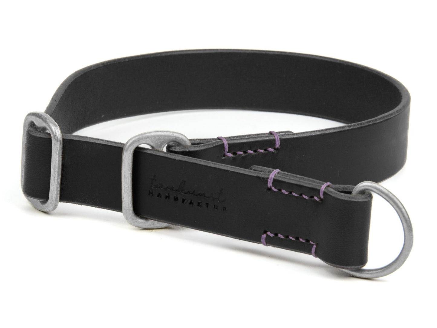 Zugstopp-Lederhalsband 'Waldgeist' Schwarz